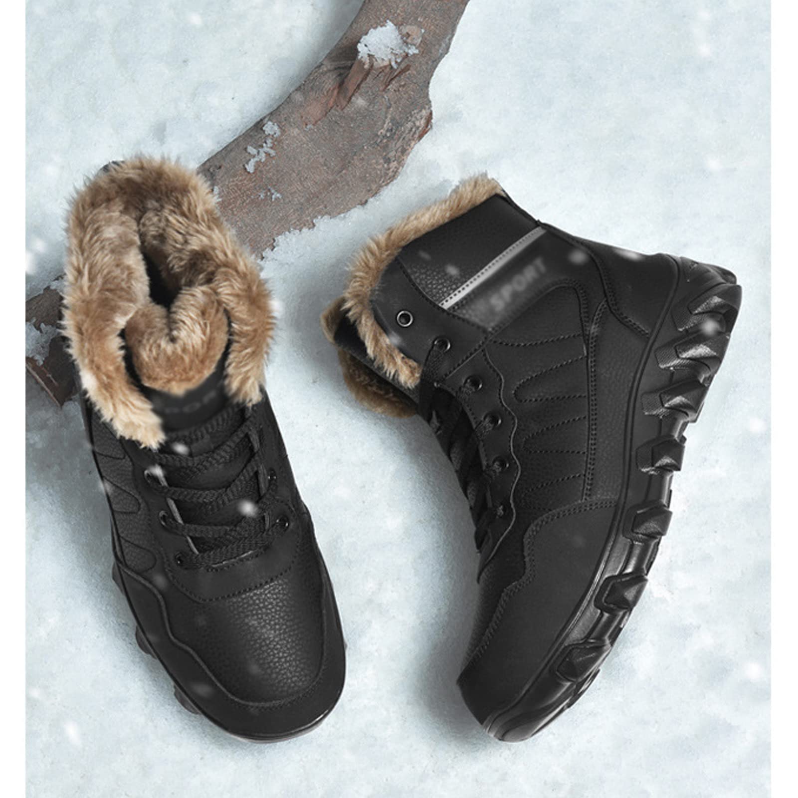 Bottes De Neige Pour Homme - Chaussures Chaudes Rembourrées Antidérapantes - Pour Hiver, Marche, Travail, Loisirs - Confortables Et Isolantes
