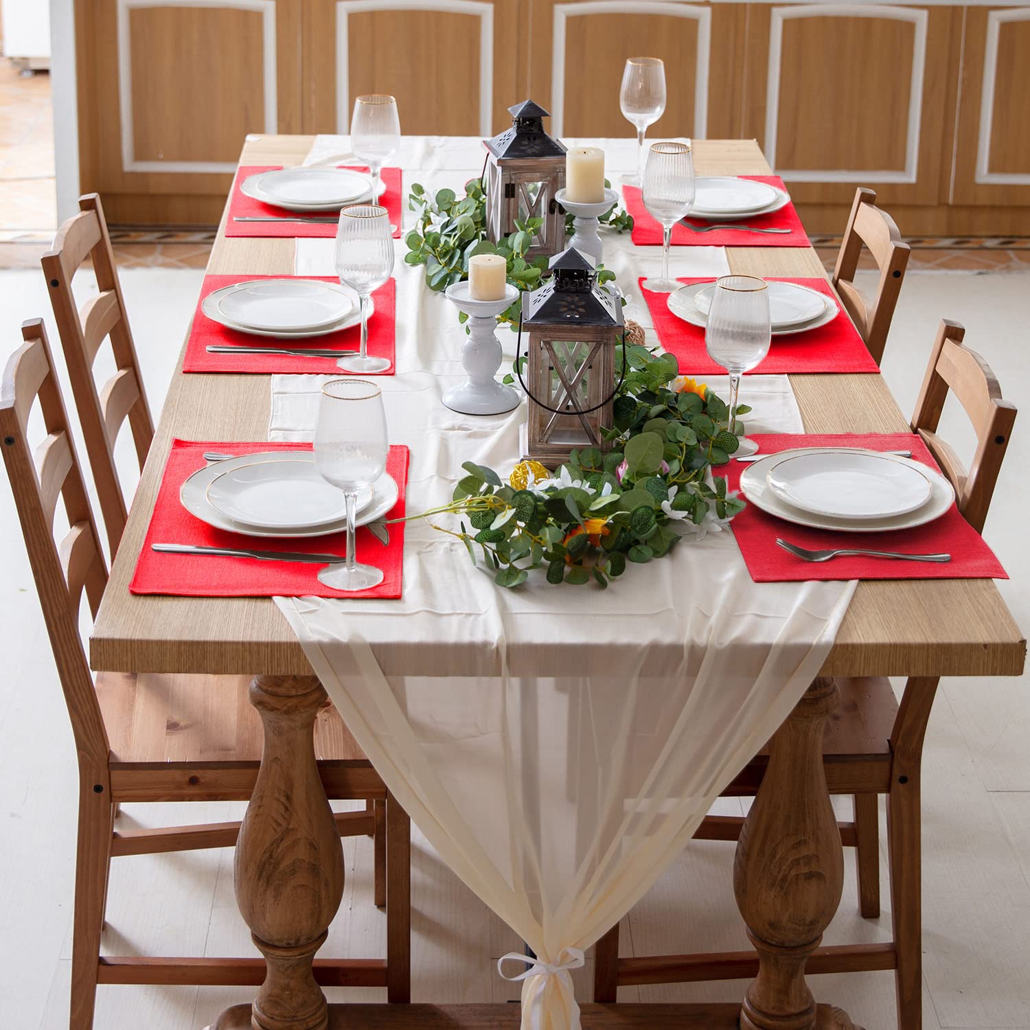 Rinpon Linen Placemats Set of 8, Machine Washable, Heat Resistant, Wrinkle Free - Image 4