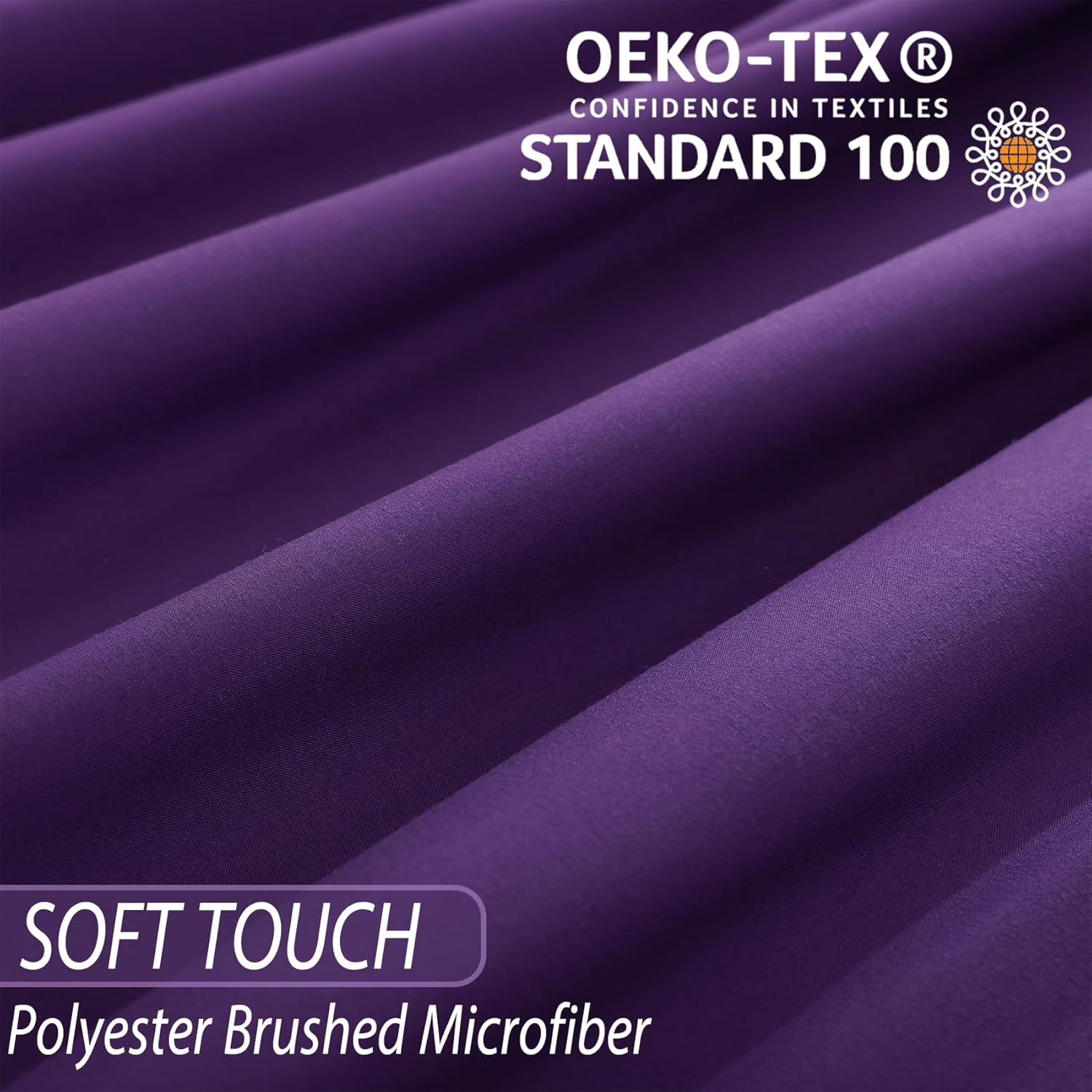 Whitney Home Textile Queen Sheet Set - 4 Piece Bed Sheets for Queen Size Bed, Luxury Soft Breathable Microfiber, Extra Deep Pocket, Bedding Sheets & Pillowcase, Wrinkle Free Oeko-Tex, Purple