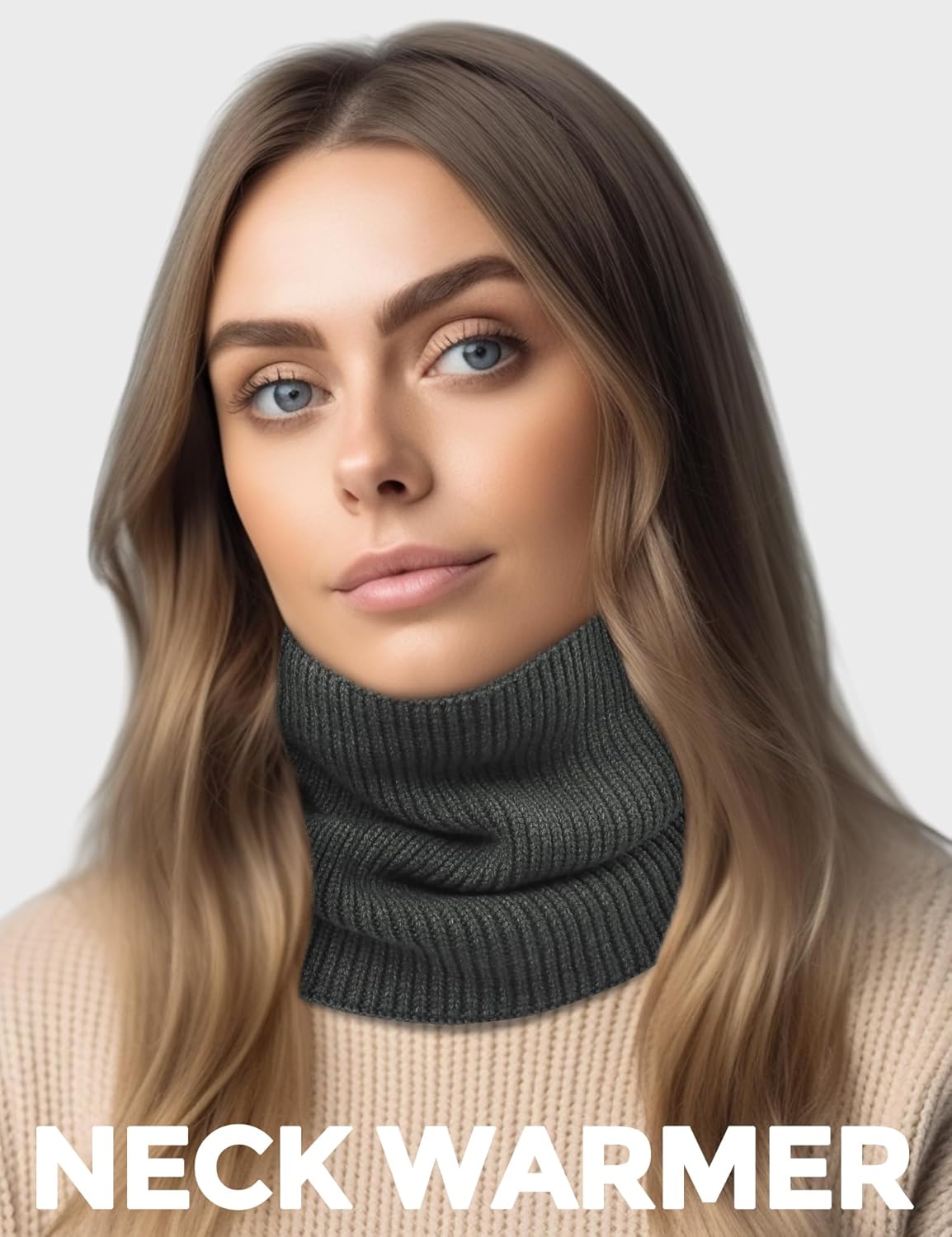 Buauty 2 Packs Neck Warmer Gaiters for Men Women Winter Neck Scarves Fleece Cold Weather Gear Ski Accessories Nose Face Mask