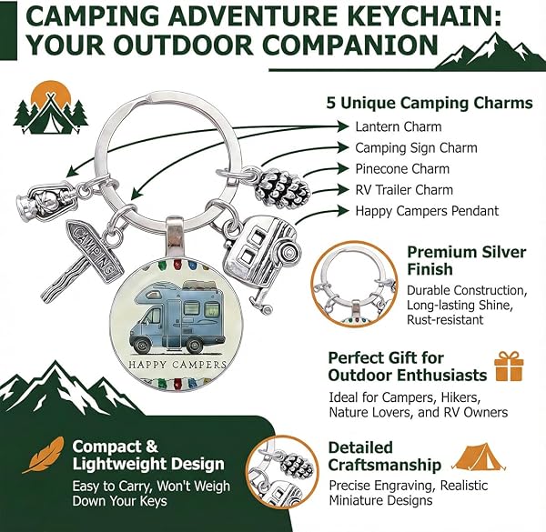 1 Pièce Camping Car Porte-clés, Pratique et élégant, Camping Accessoires, Accessoire de Porte-clés pour les amateurs de voyageurs, cadeaux voyageurs - 3