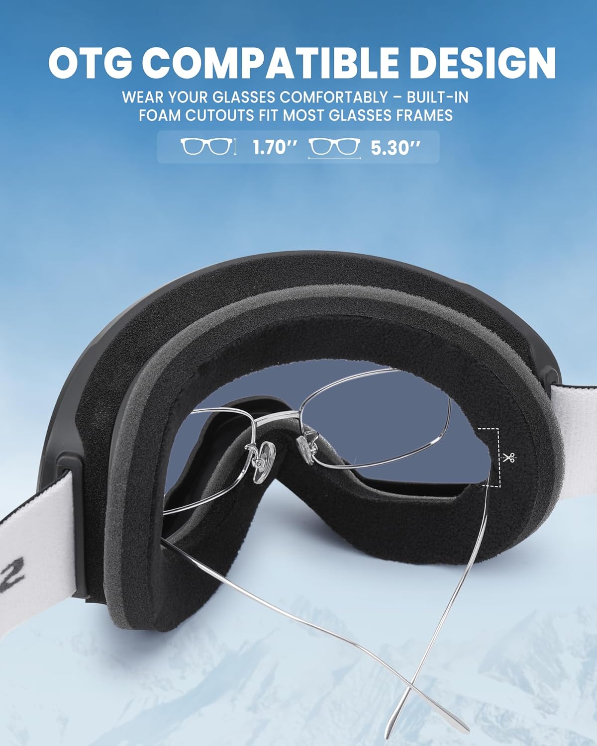 SNOWER Ski Goggles, Spherical OTG Anti-Fog Snow Goggles, HD Snowboard Goggles with UV400 Protection for Men, Women, and Youth - Image 4