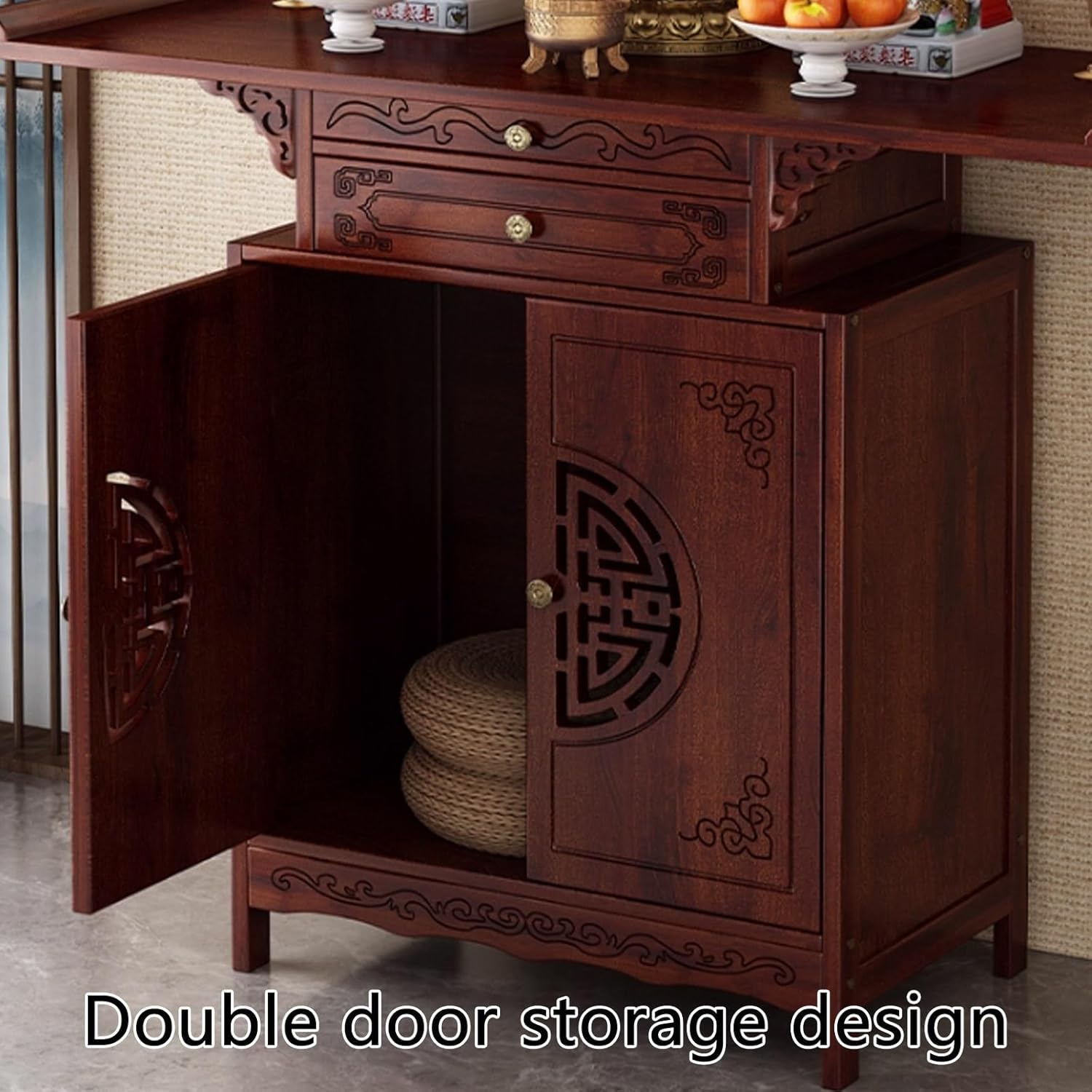 Chinese Cabinet Pedestal Offering Table for Living Room,Personal Meditation Altar Cabinet with Storage,Personal Shrine Altar Table Buddha Niche(120x40x100cm/47.2x15.7x39.4in)