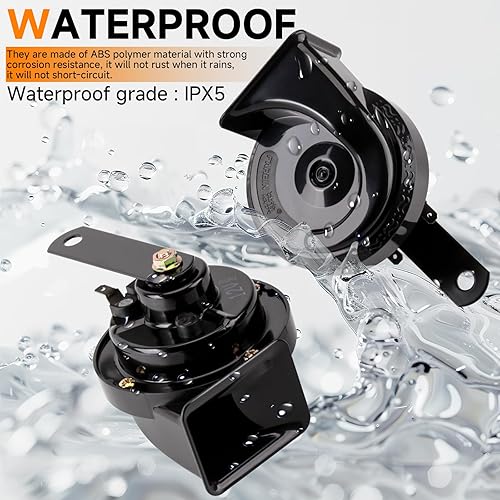 Vista 8 de FARBIN Bocina de tren para camión de 12 V de coche, resistente al agua, kit de bocina de caracol eléctrico para cualquier vehículo de 12 V