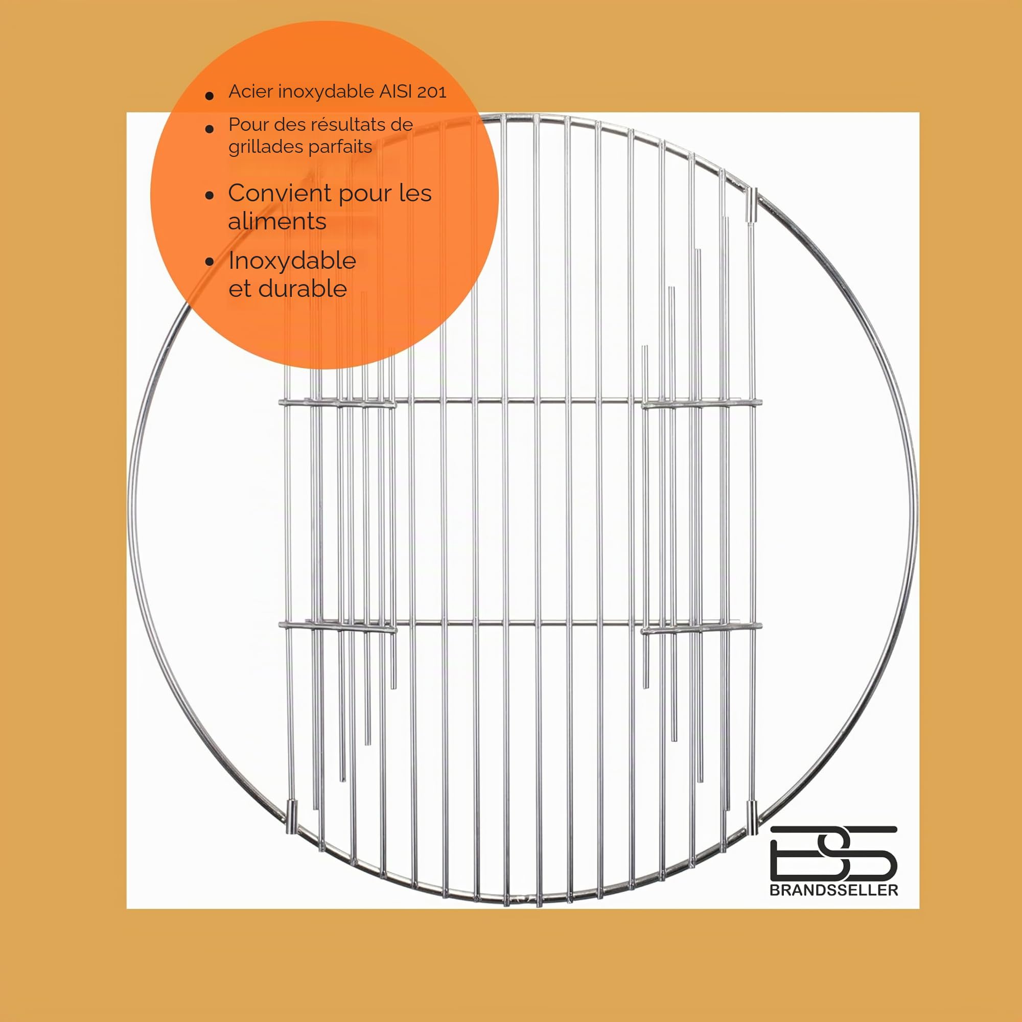 Grille rotative en acier inoxydable | Acier inoxydable 18/0 Asi 430 | Sans nickel | Rond: convient à la grille à billes Diamètre: Ø - 57 cm |Pliable