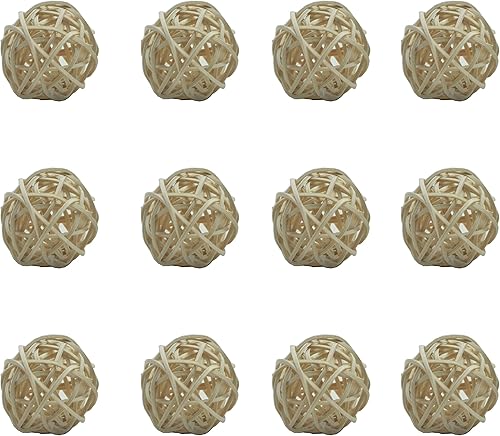 Bolas decorativas de mimbre de ratán, diámetro de 1.6 pulgadas, rellenos de jarrón, relleno de cuencos, decoración del hogar, juguete para mascotas