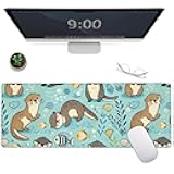 Cute Otter Large Gaming Mouse Pad,Sea Otters Ocean Desk Mat,31.5x11.8x0.12in Extended Non-Slip Rubber Nature Mousepad,Computer Deskmat Gifts,Laptop Mice Pads Decor for Home Office