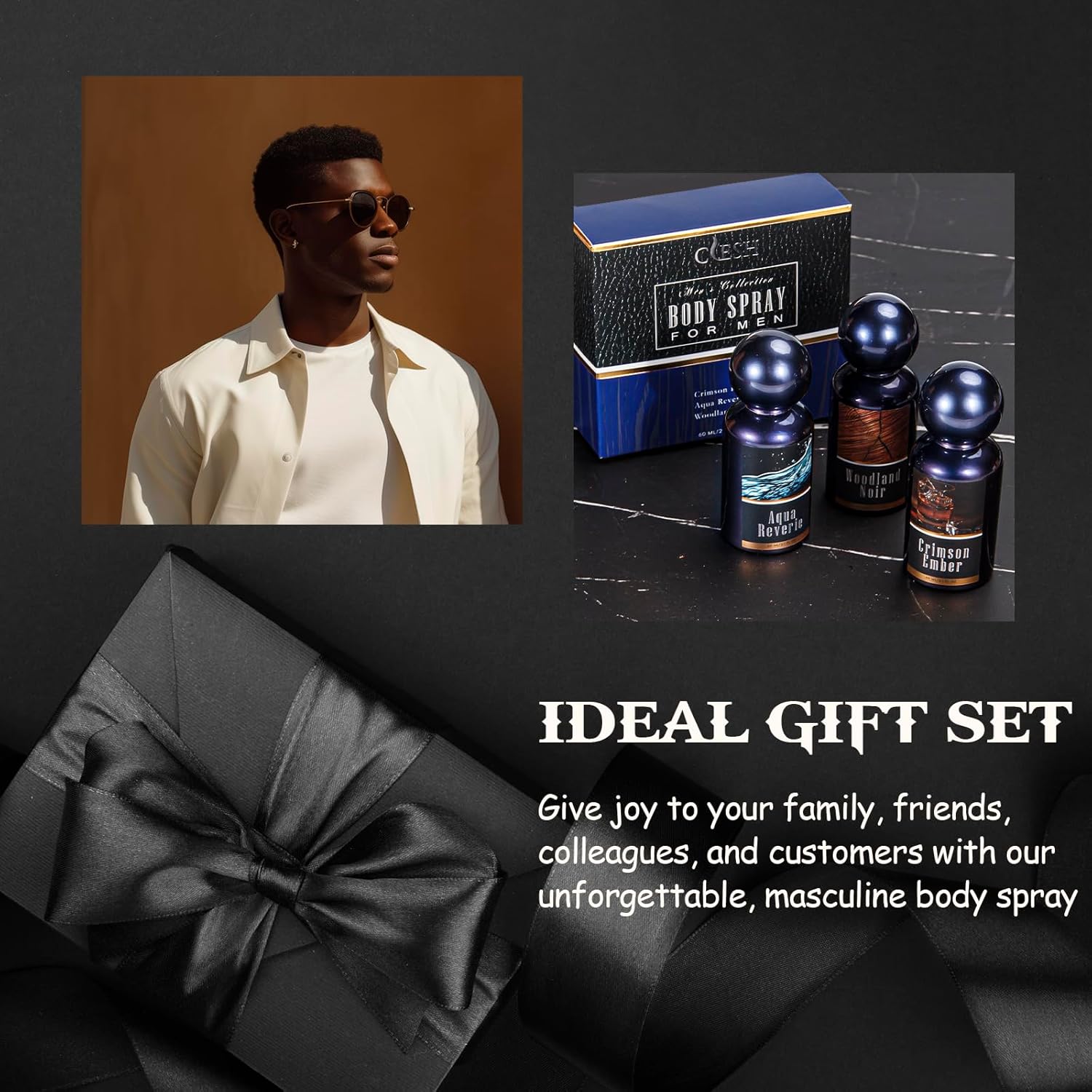 Body Spray for Men, Mens Fragrance Mist, Travel Size Set, 3 Pack, 60 ml / 2.1 fl oz, Crimson Ember, Aqua Reverie, Woodland Noir - Image 7