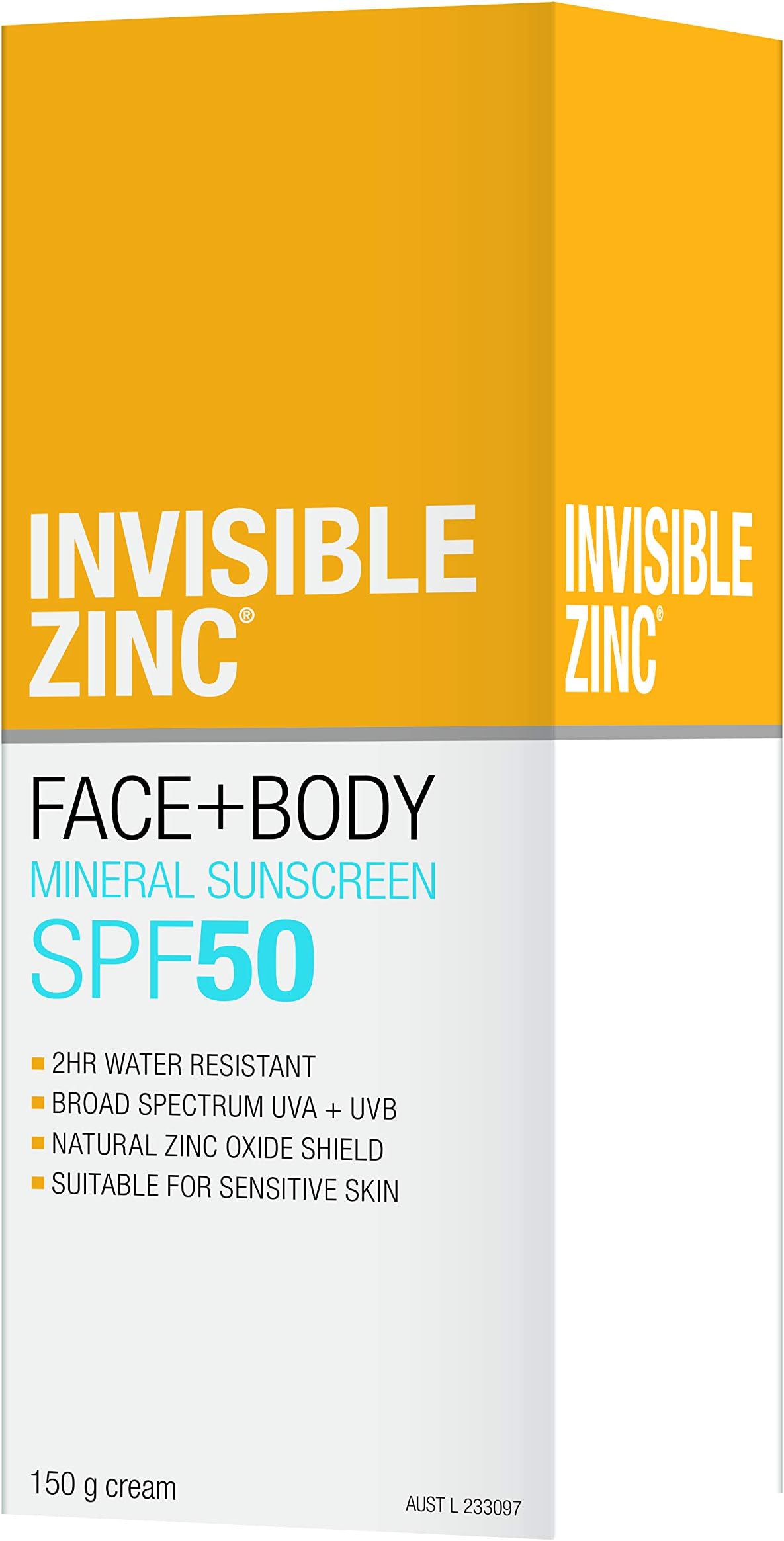 Invisible Zinc - Face + Body SunscreenSPF 50 UVA - UVB (150g160ml)