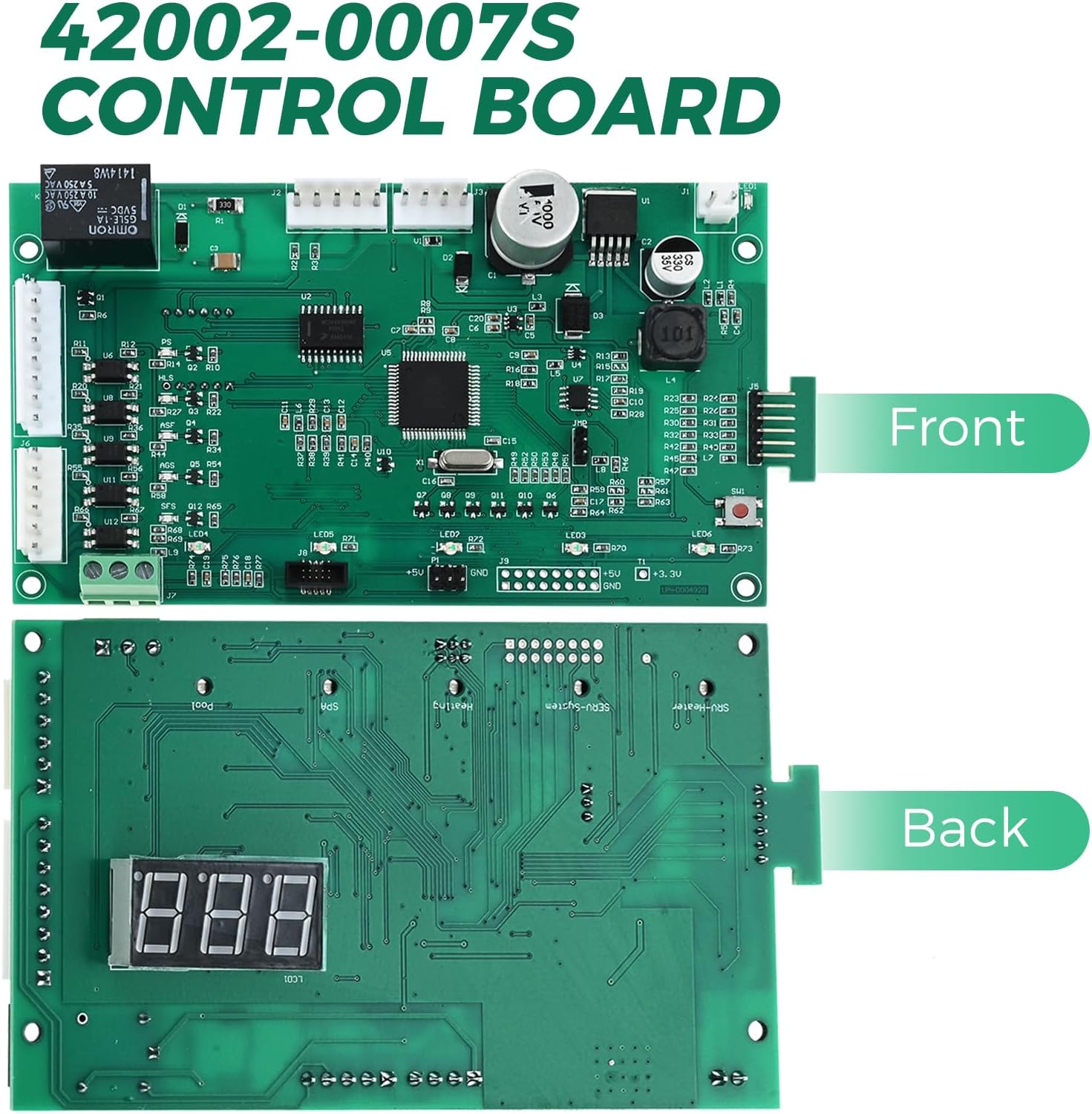 42002-0007S Control Board Kit, 461105 Replacement Control Board with 472610Z Switch Membrane Pad Compatible with Pen-tair Master-Temp Sta-Rite Max-E-Therm NA & LP Series Pool/Spa Heater