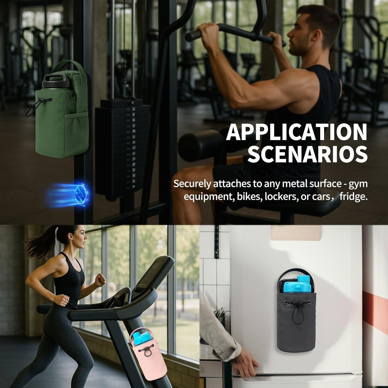 Magnetic Fitness water Bottle Bag, Safety Lockable Zipper Buckle, Convenient For Travel And Adjustable Belt, Large-Capacity Fitness Water Cup Sleeve, Portable Crossbody Bag (PINK) - Image 5