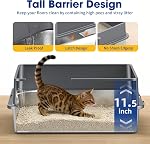2-Pack XXXL Stainless Steel Litter Box with High Sides & Lid – Large Metal Cat Litter Tray for Big & Multiple Cats, Anti-Leakage Non-Stick Pan, Includes Scoop & Footboard, 70×50×30cm