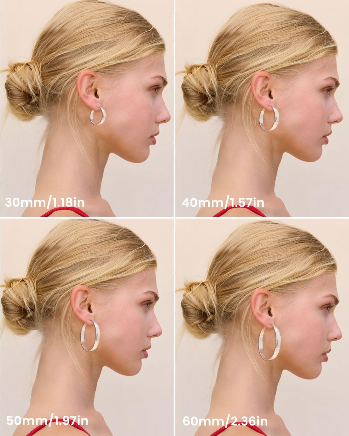 Sterling Silver Hoop Earrings, 8MM Wide Hypoallergenic Silver Hoop Earrings for Women, Lightweight Thick Chunky Hoops Earring for Women Jewelry Gifts 30/40/50/60MM - Image 7