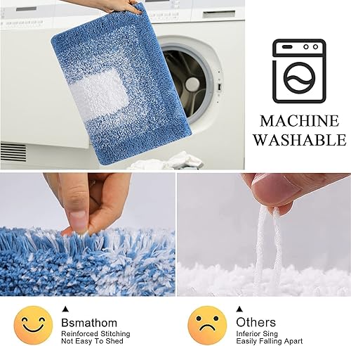 Miniatura 6 de Bsmathom Juego de alfombras de baño de 3 piezas, alfombras de baño peludas de felpa para baño, antideslizantes, absorbentes, de microfibra con