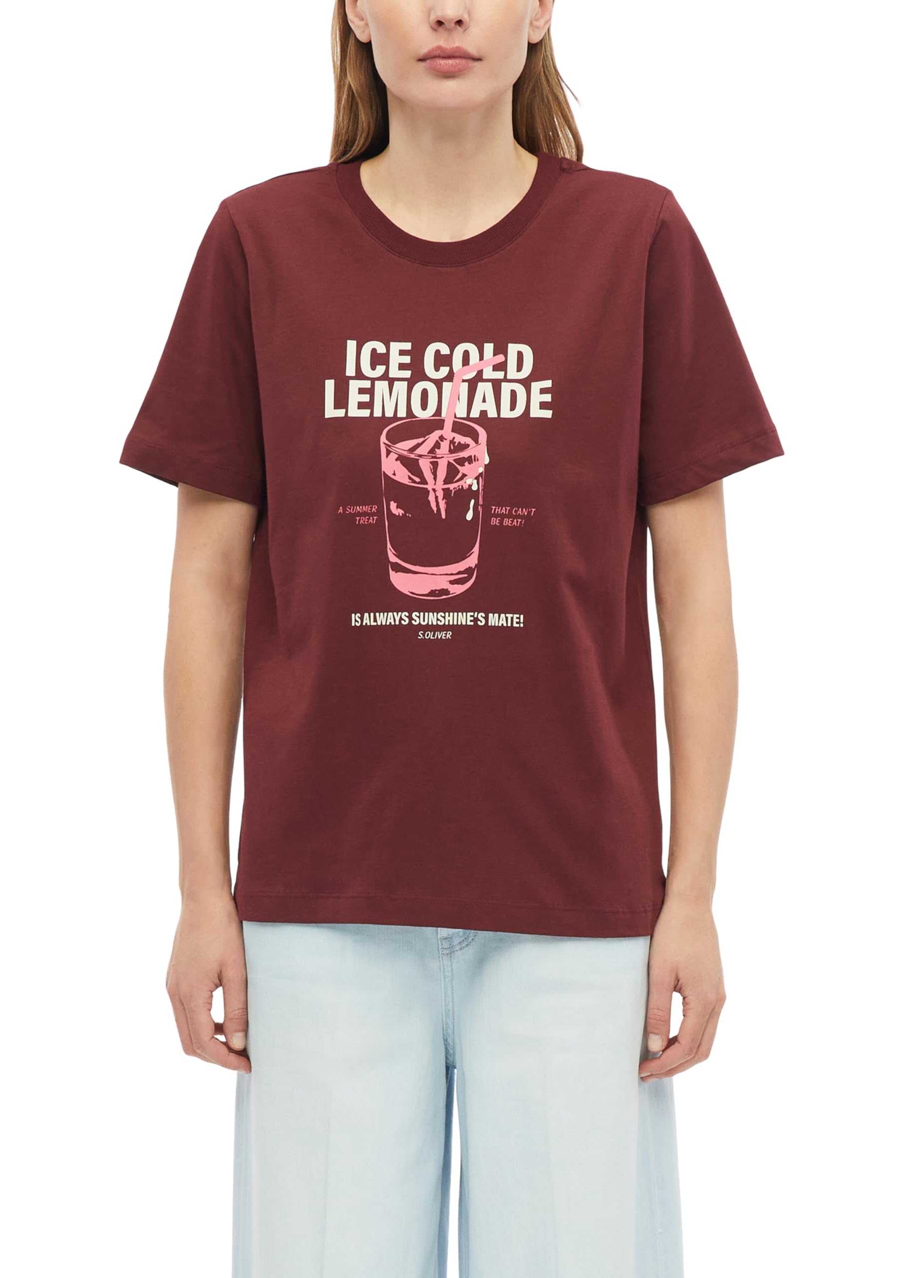 s.Oliver Women's 2178627 T-Shirt with Front and Back Print (Pack of 1), red, 10