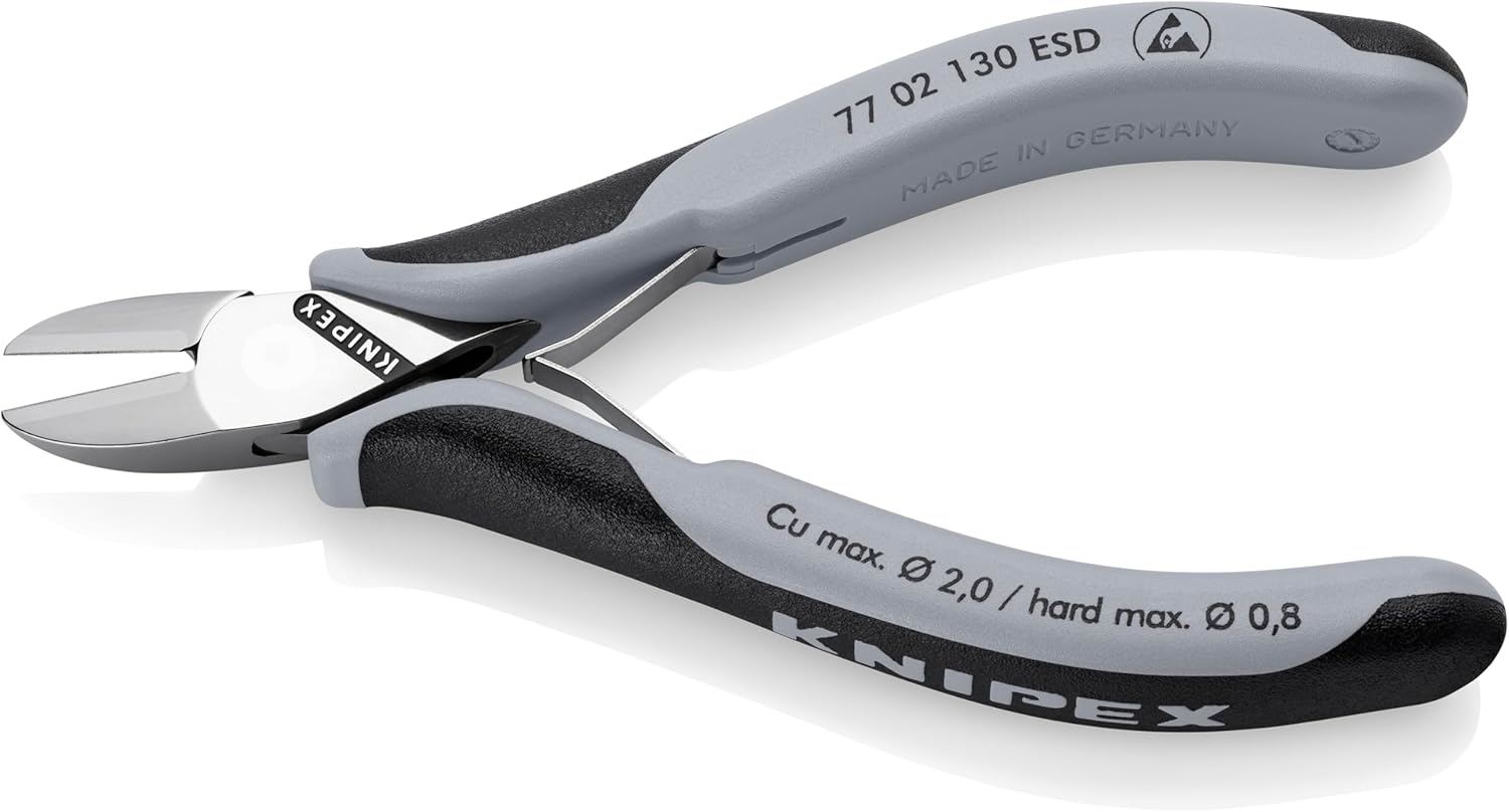 KNIPEX Tools 77 02 130 ESD Electronics Diagonal Cutters, ESD Handles, 5-1/4"