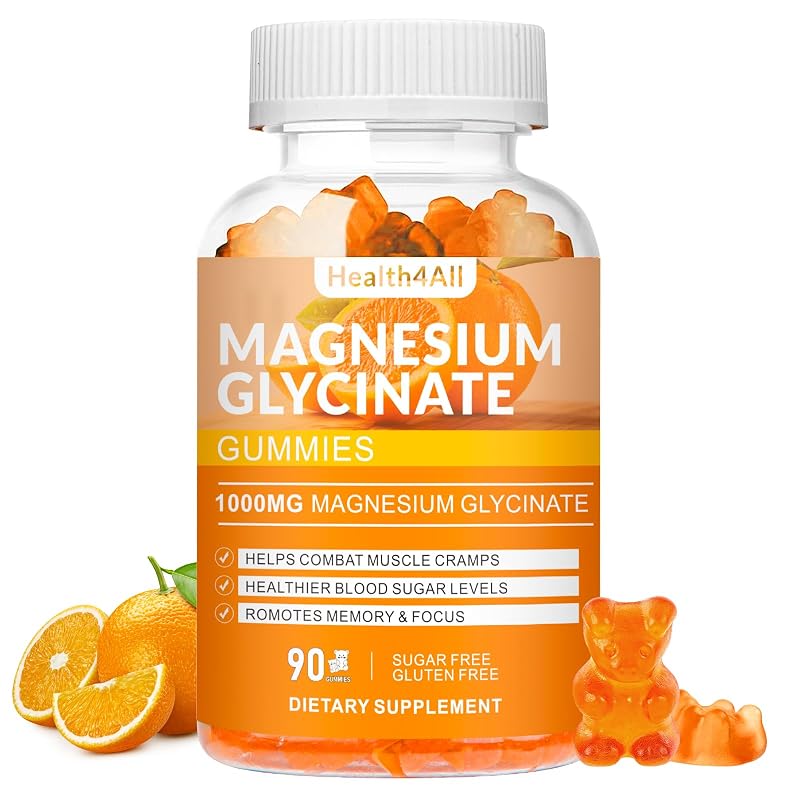 Health4All Gomas de Magnésio com Glicinato de Magnésio 1000 mg, 90 gomas