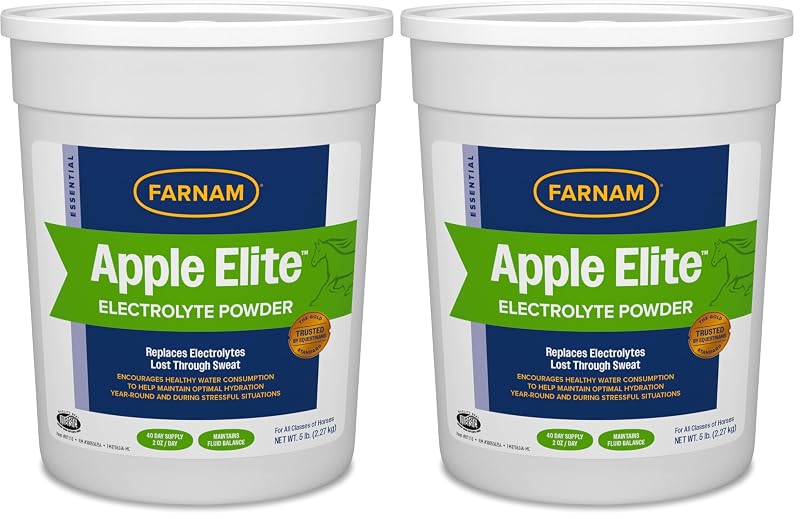 Suplemento de eletrólitos para cavalos Farnam Apple Elite em pó sabor maçã, 2,27 kg por unidade, pacote com 2