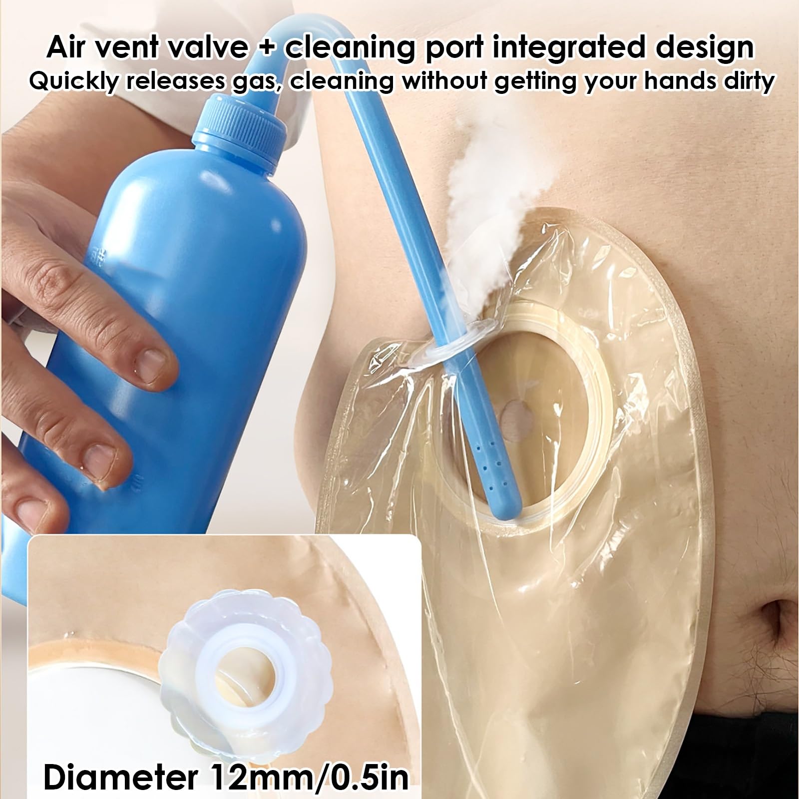 15 Suministros para Ostomía, Bolsas de Colostomía de Dos Piezas, Bolsa de Ostomía Drenable para Ileostomía y Cuidado del Estoma, Recortables a Medida de 15-60 mm (10 Bolsas + 5 Barreras)