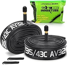 2 Pack 700x35C/38C/40C/43C AV32mm Schrader Valve Inner Tube 700c, Butyl 700c Mountain Bike Tube with 2 Tire Levers, Compatible with 700 x 35C 700x38C 700x40C 700x42C 700x43c Road Bike Tubes