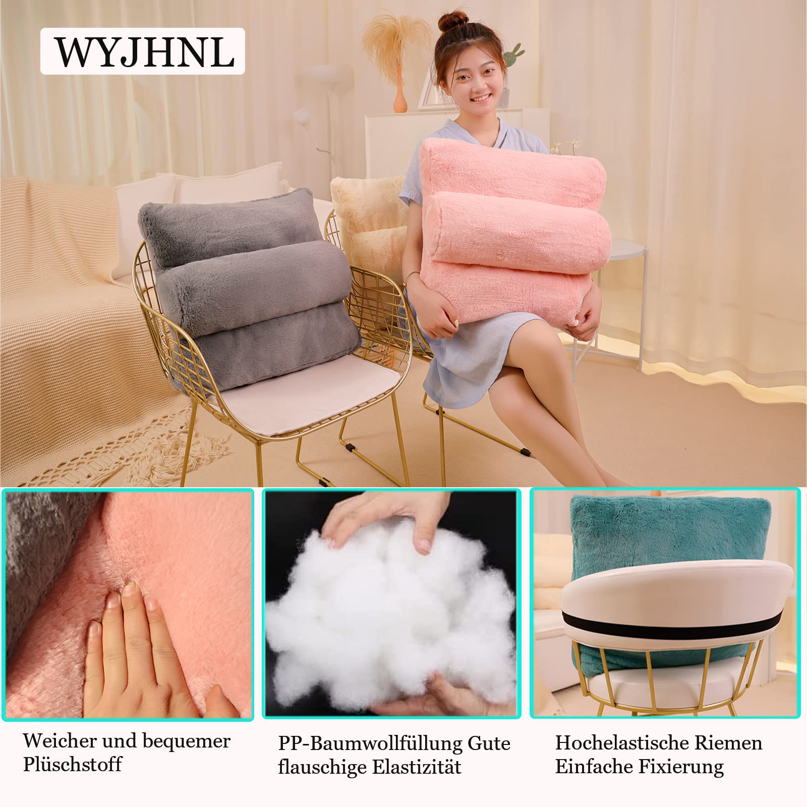WYJHNL Lendenwirbelkissen/Lesekissen Kunstfellbezug, Rückenkissen/Rückenstützkissen Weiches, Komfort, Warme Für Sofa Bett Auto Bürostuhl Gaming Stuhl Rollstuhl 45x45cm Grün