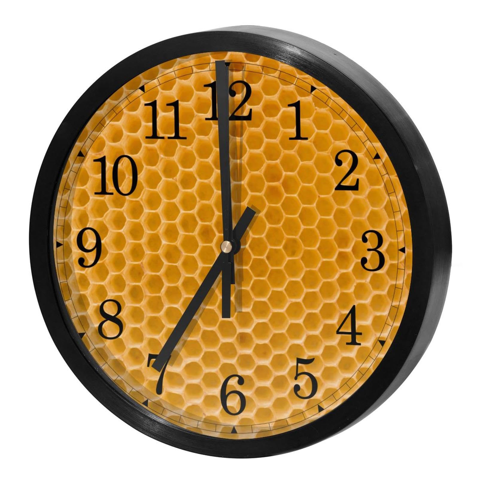 Horloge murale ronde pour cuisine et bureau jaune à quartz silencieuse