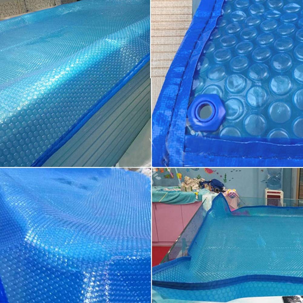 Cubierta rectangular resistente con ojales para piscinas sobre el suelo, jacuzzi, piscinas inflables, manta solar de burbujas de verano (1,5 x 2,5 m)