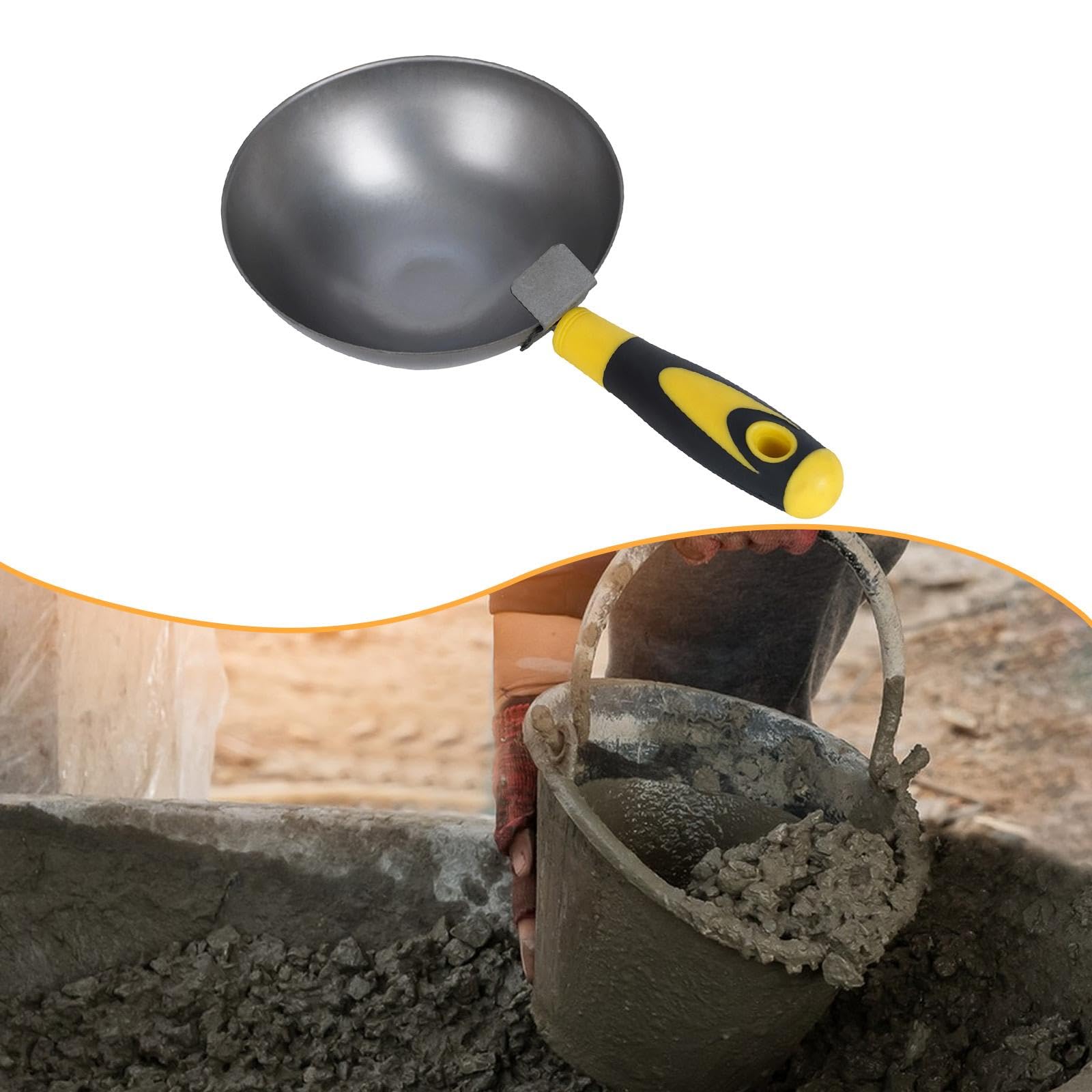 Milageto Cuchara con asa para cemento de acero al carbono espesado, para barro, estuco, yeso, manejo de materiales al libre y mampostería.