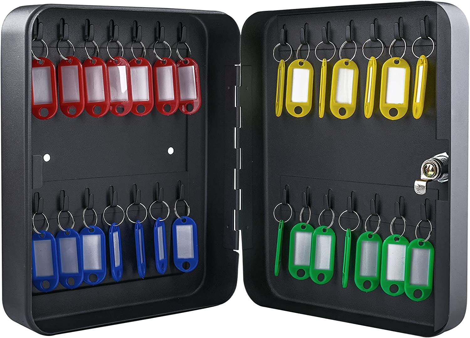 Hcosmy Steel Security Key Cabinet With Combination Lock - Wall Mount Storage Box for Key Management (28 Keys)