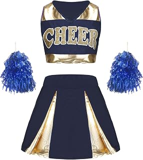 Cheerleader Costume for Women Cheerleading Uniform Adult Crop Top Cheer Outfit 3PCS Halloween Cosplay