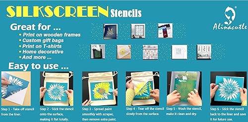 Miniatura 5 de Alinacutle Welcome to Our Home - Plantillas de serigrafía de seda autoadhesivas reutilizables para decoración del hogar pintura sobre madera tela