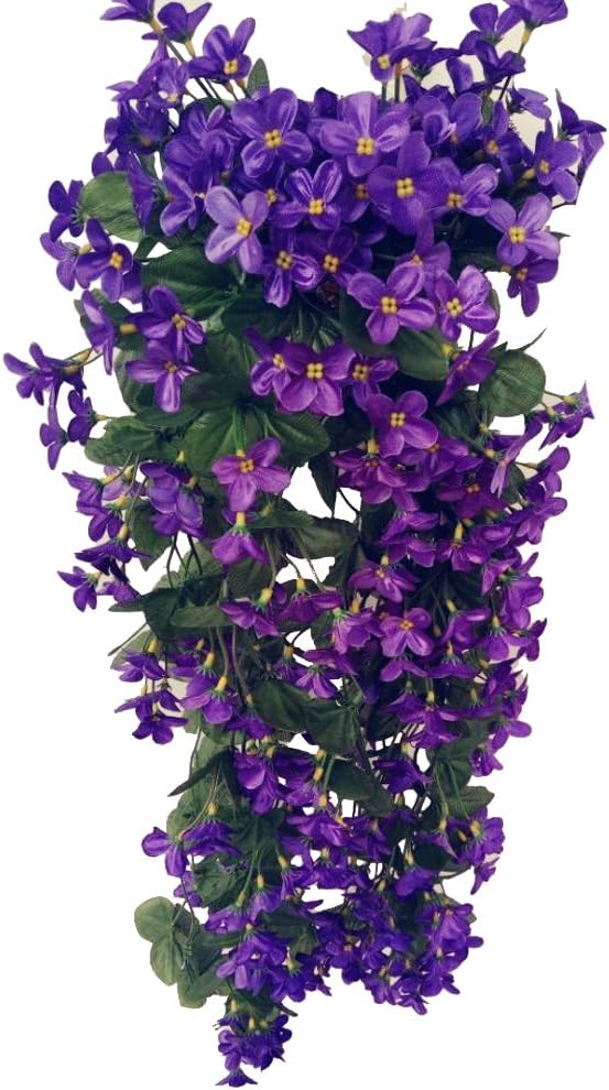 VORCOOL 4petals Artificial Flower Hanging Flowers Violet Simulation Vine Wedding Home Decoration (Deep Purple)