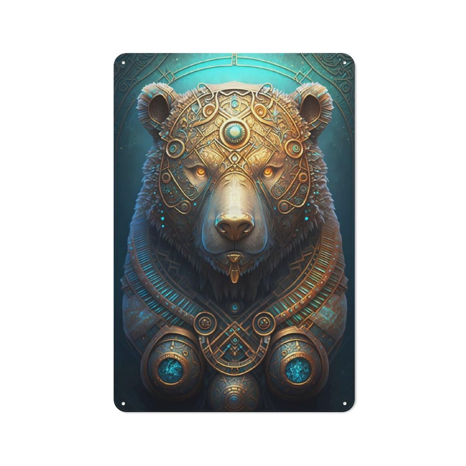 Junmoney Mystical Cosmic Bear Metal Wall Sign 30X20cm, Rustic Decor For Hallway Wall, For Metal Sign Collectors, For Garage And Workshop Walls