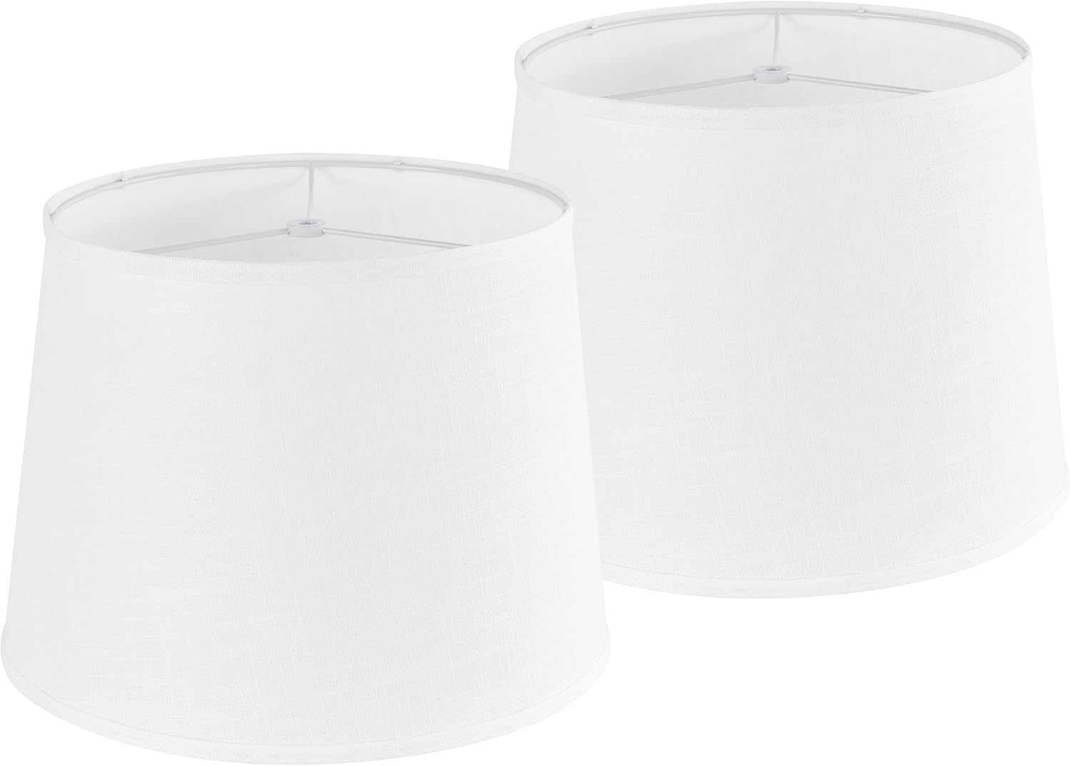 White Texture Lamp Shades Set of 2 Drum Lampshades Replacemnt for Table Lamps Floor Lamps-11"Top × 13" Bottom × 10" High(Spider),Required Assembly-Modern Table Lamps for Bedrooms-By GO&SO