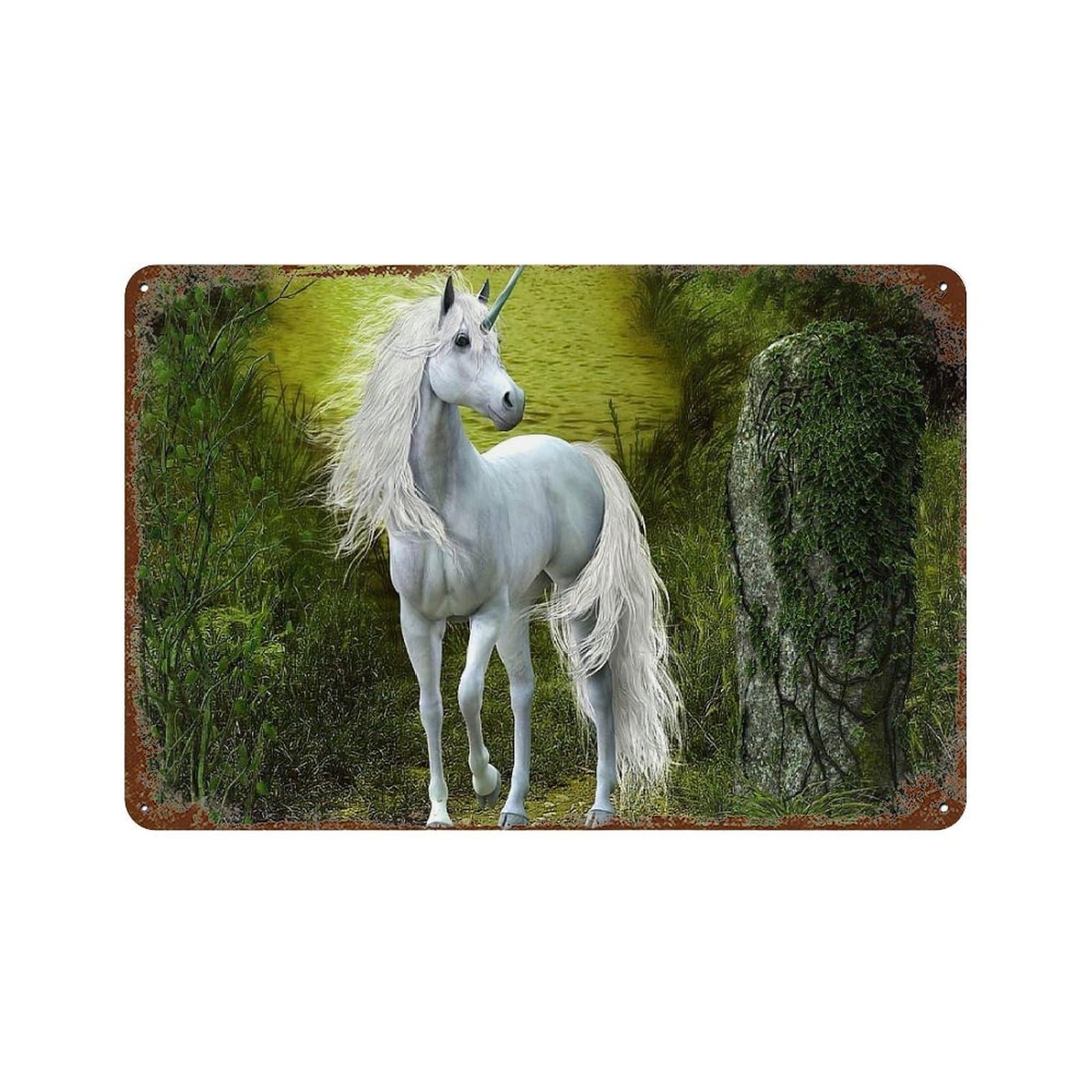 Pgcksk A-07 Metal Tin Sign,Rivers Unicorn,Tin Sign Vintage Rustic Decor Cave Coffee Shop Bar Bedroom Home Wall Decor Nostalgic Tin Sign-30X40cm(12X16 Inch K81