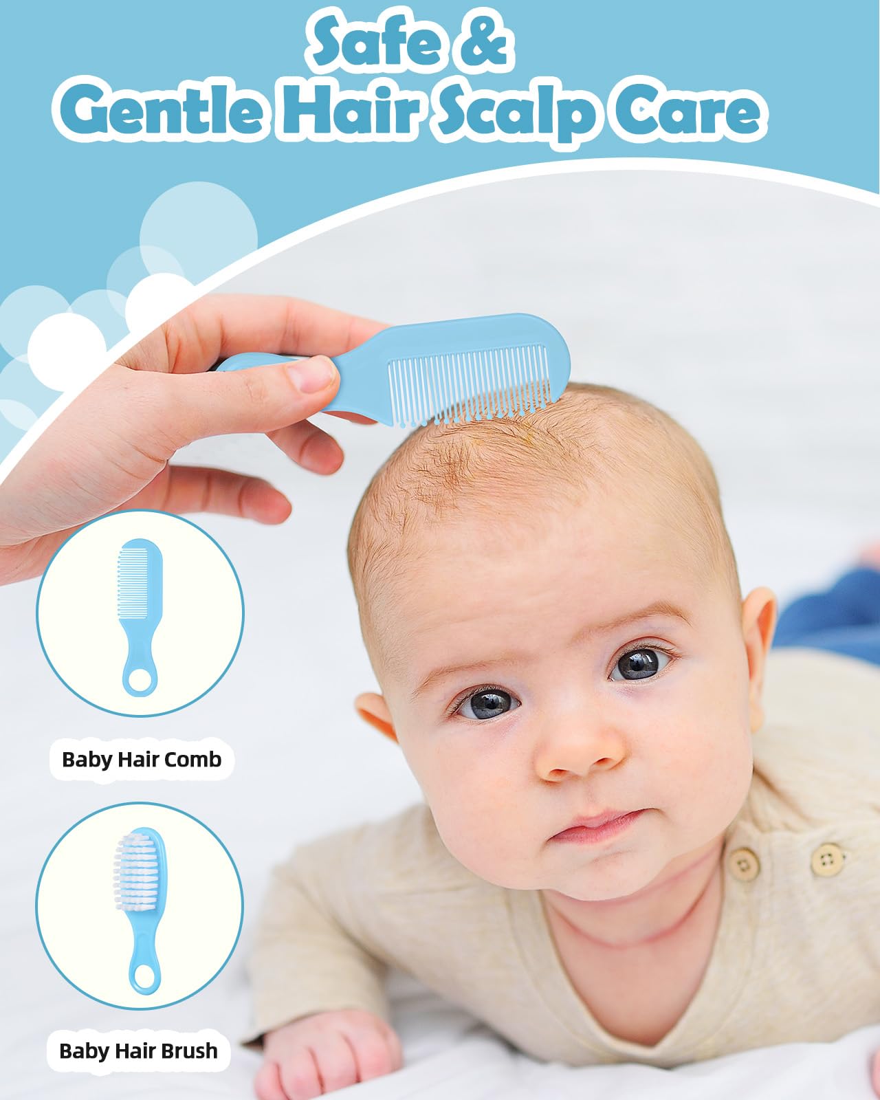 Lictin kit higiene bebe-11 Pcs kit bebe recien nacido,Productos para bebés | kits de puericultura para Viaje y el Uso Diario,Kit de cuidado de bebé nacimiento, sin BPA para viajes y hogar(Azul)