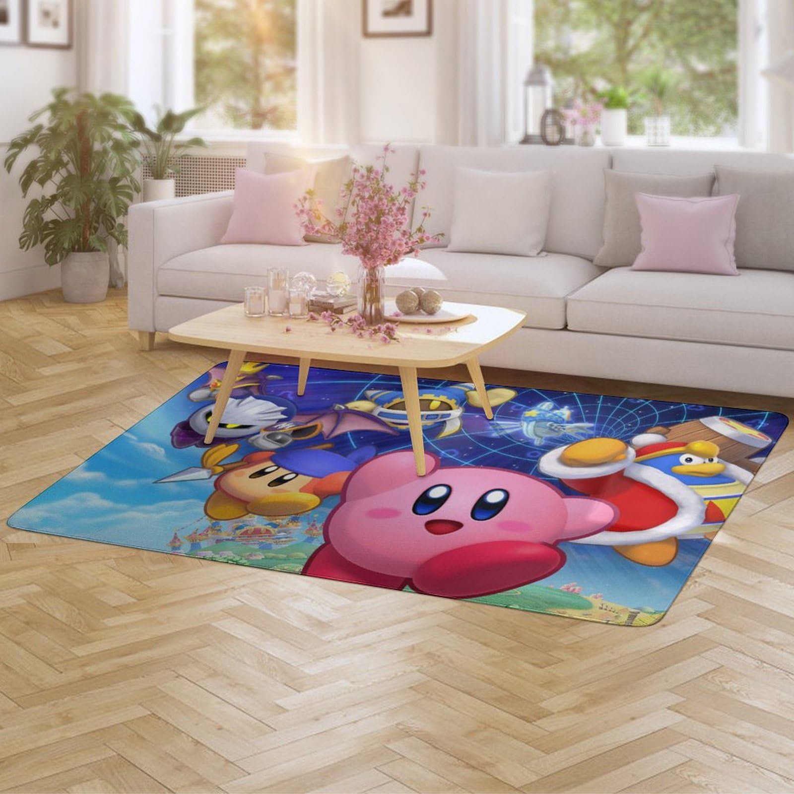 Amazon｜星のカービィ カーペット 滑り止めマット 洗えるラグマット