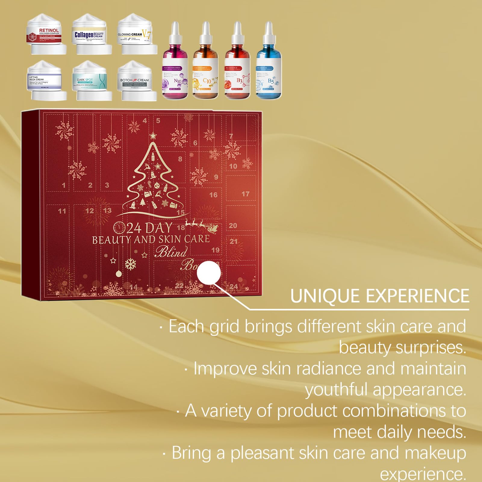 Christmas Beauty Adventskalender, Weihnachten 24 Tage Beauty Countdown | Kalender - Weihnachten Make-up Kit Hautpflege Box Weihnachten Countdown Kalender für Frauen