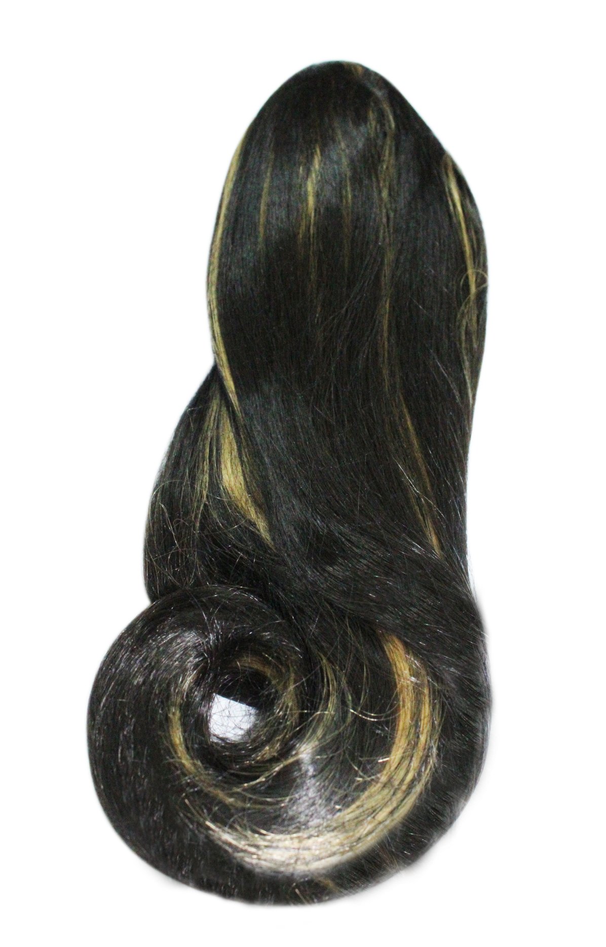 Synthetic Claw Clip Ponytail Wavy Hair Extension for Women Natural Look Black Hair with Golden Highlighted Wig (24 Inches, Pack of 1)