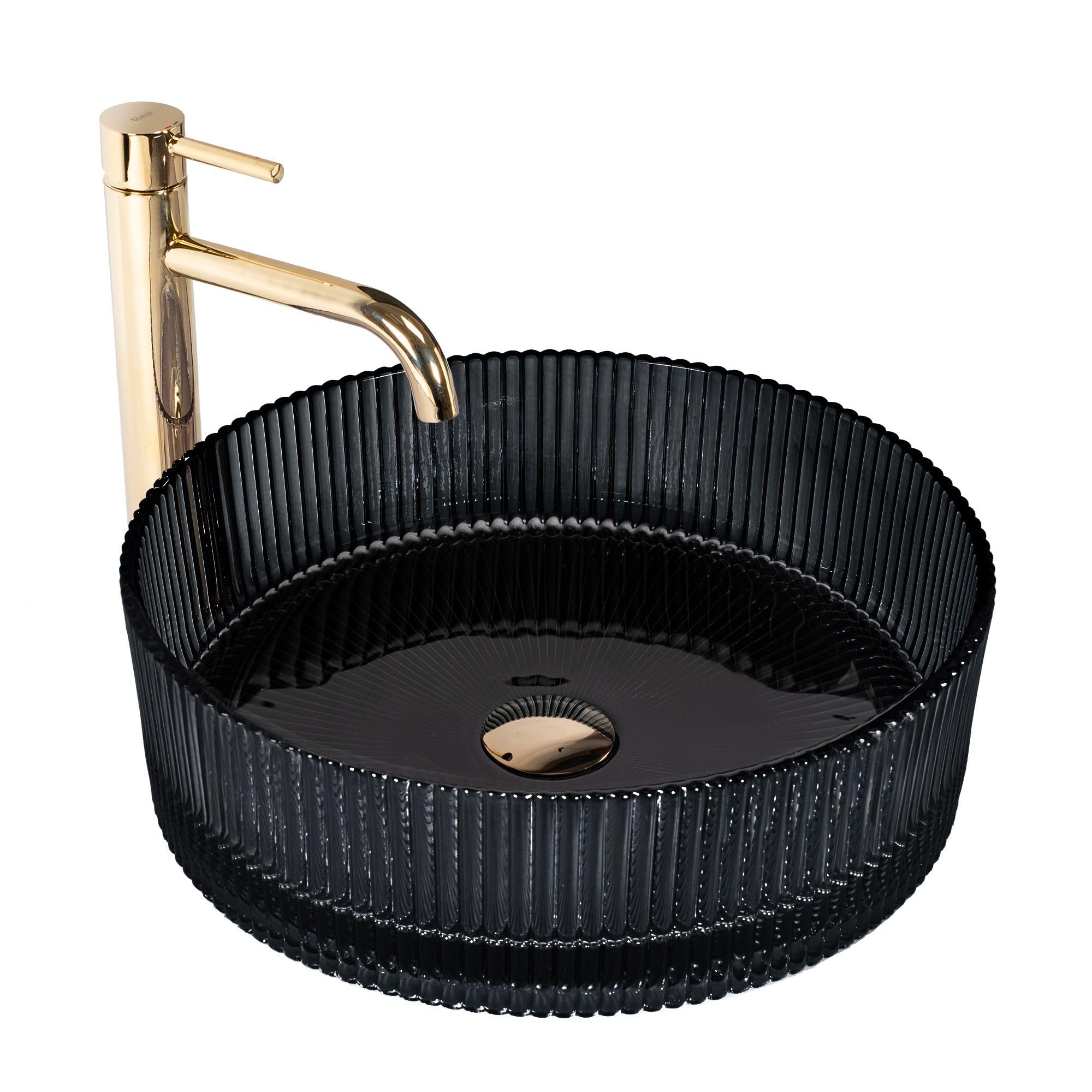 Rea Bathroom Sink Made of Glass Ingrid Black - Black - REA-U6800