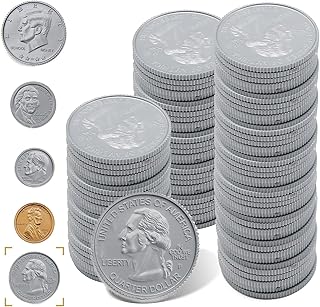 100 Pcs Fake Coins for Kids Learning, 100 Quarters Plastic Play Coins for Teaching for Kids Pretend Play Store Or Cash Register