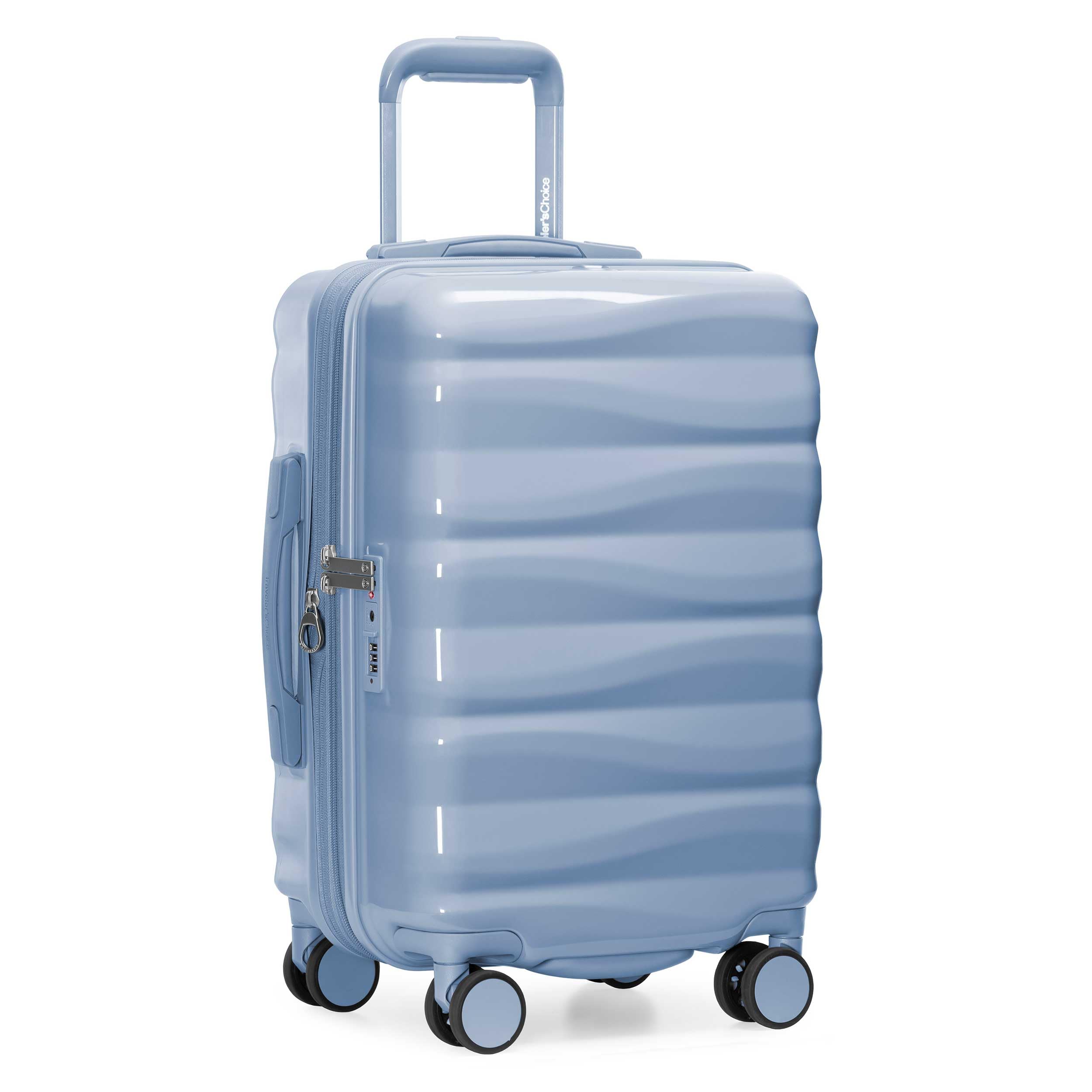 Travelers Choice Edinburgh II Hardside Spinner Luggage TSA Lock Blue 21 Carry-on