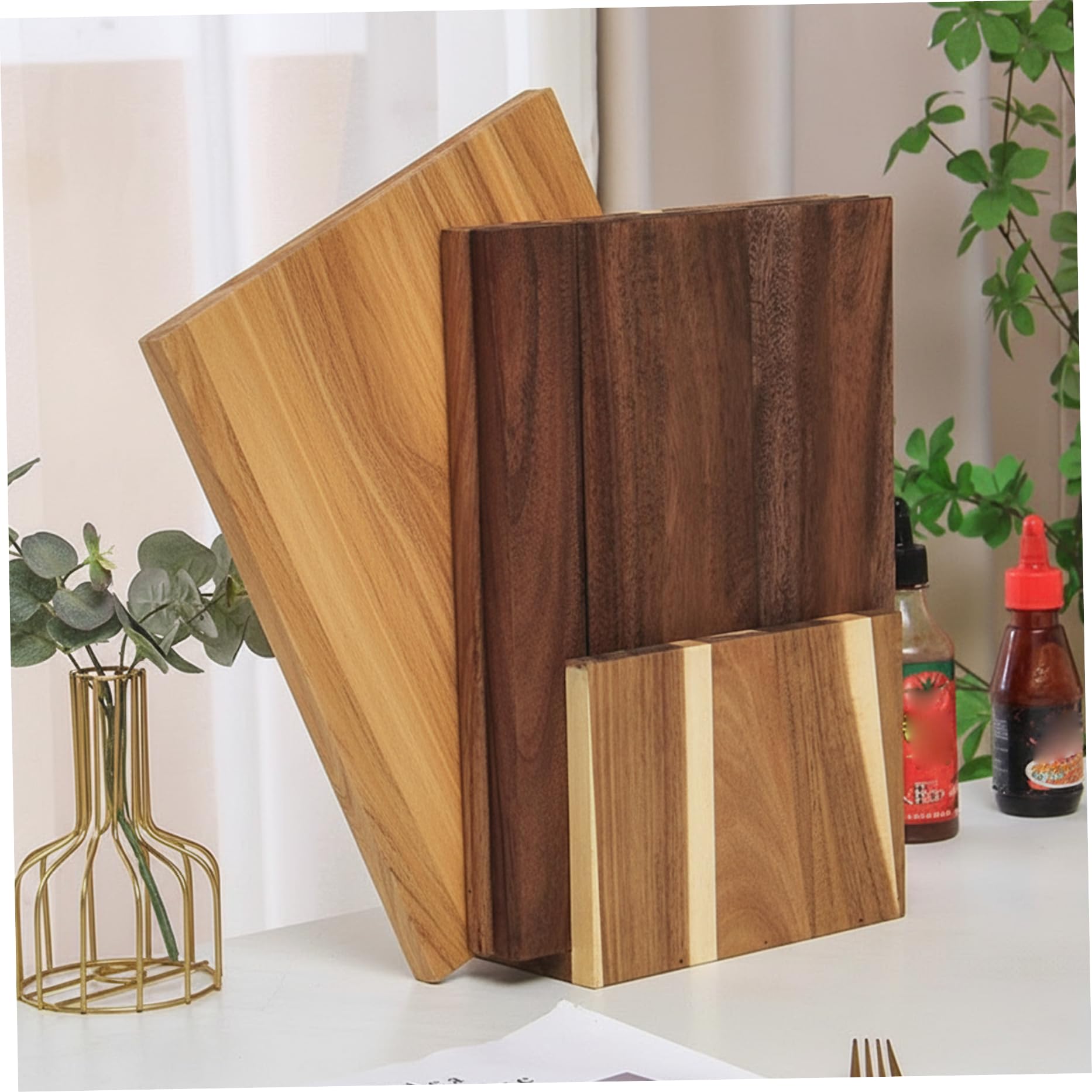 Set di libri da 3 pezzi con tagliere con supporto Taglieri in legno a doppio lato che sembrano libri per verdure da cucina, formaggio, pane e carne.