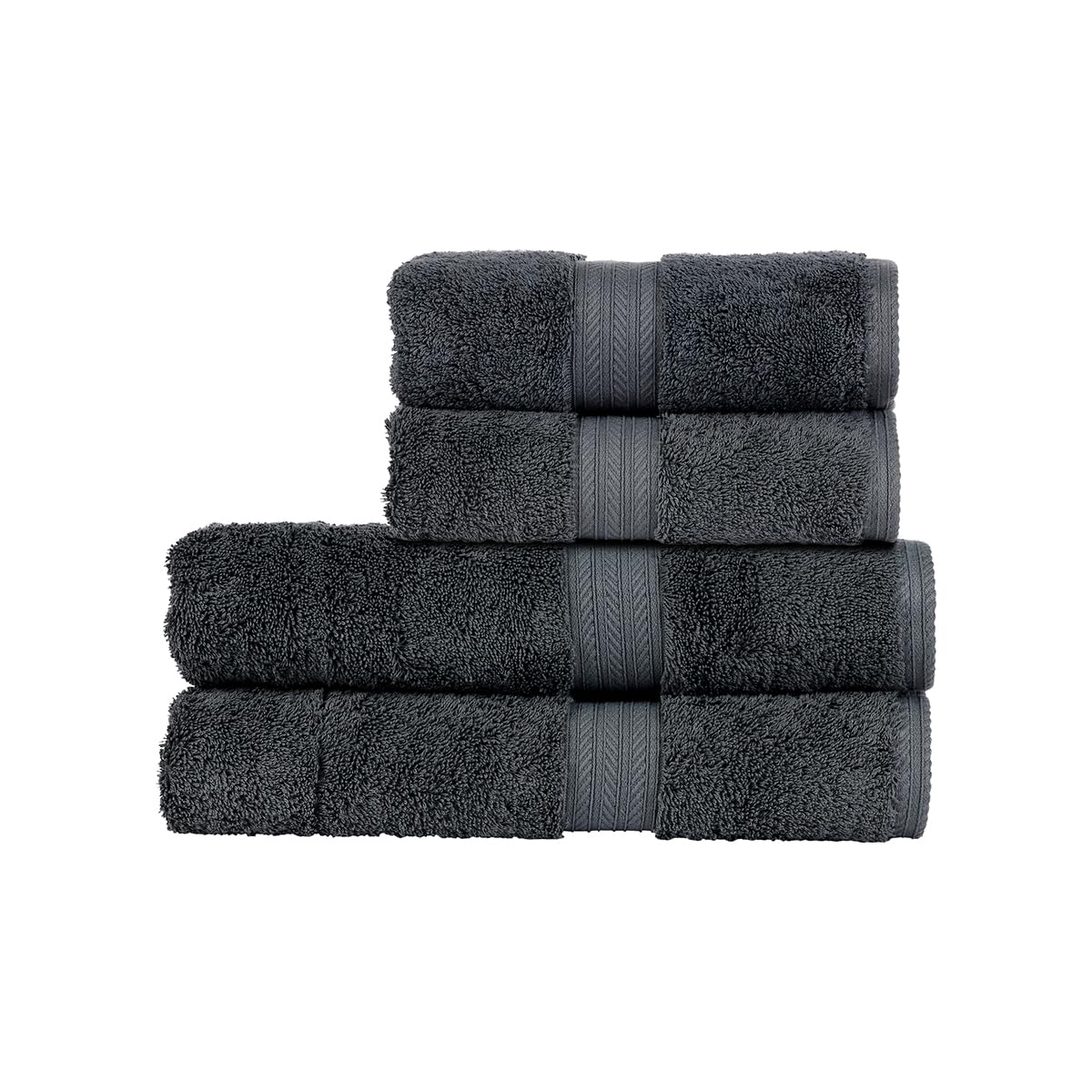 Christy Renaissance 4 Piece Towel Set | Ash Grey | 100% Egyptian Cotton Pile | Luxuriously Soft and Super Absorbent | 675 GSM | 2 Bath Towels 2 Hand Towels