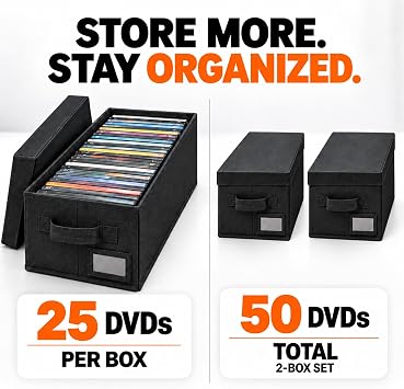 DVD Storage Box with Handle - 2 Pack