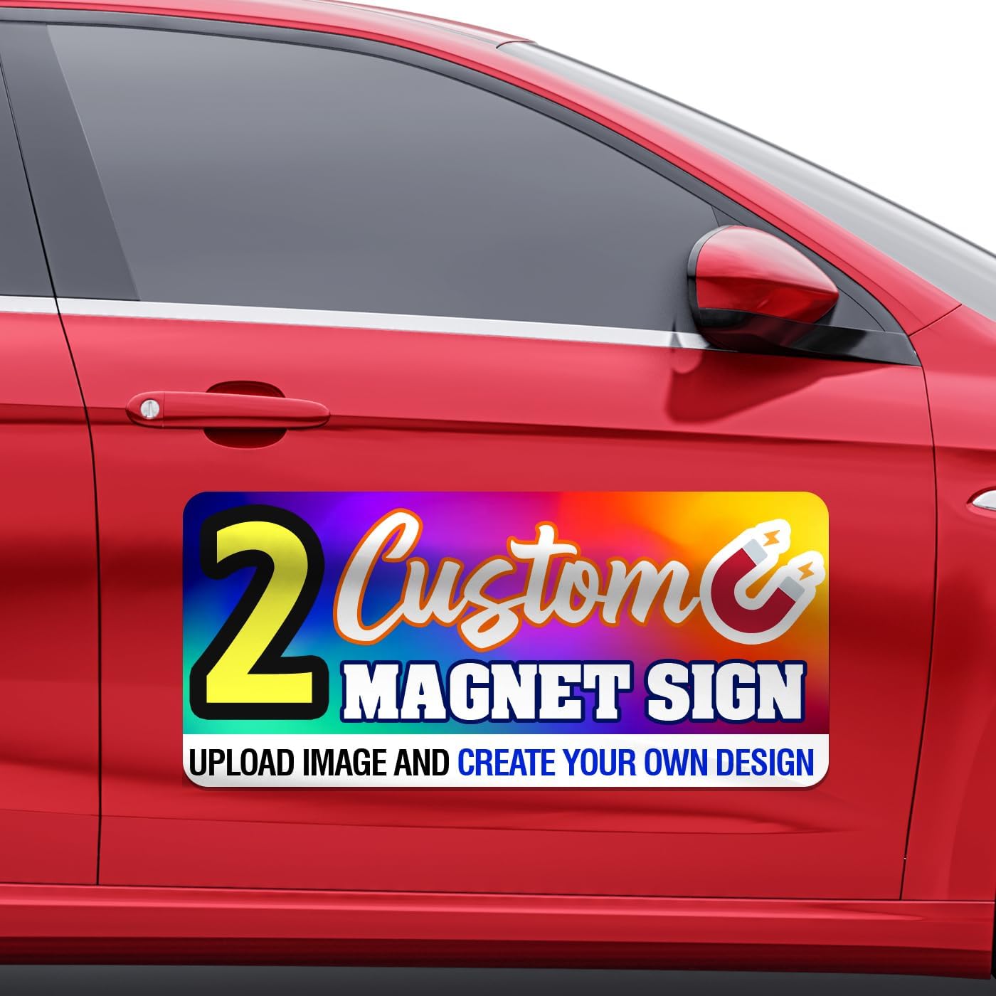 2pc 12x24 Custom Full Color Magnetic Car Signs, Ready in One Day for Business Advertising and Vehicle Promotion, Logo for Your Car Van Truck
