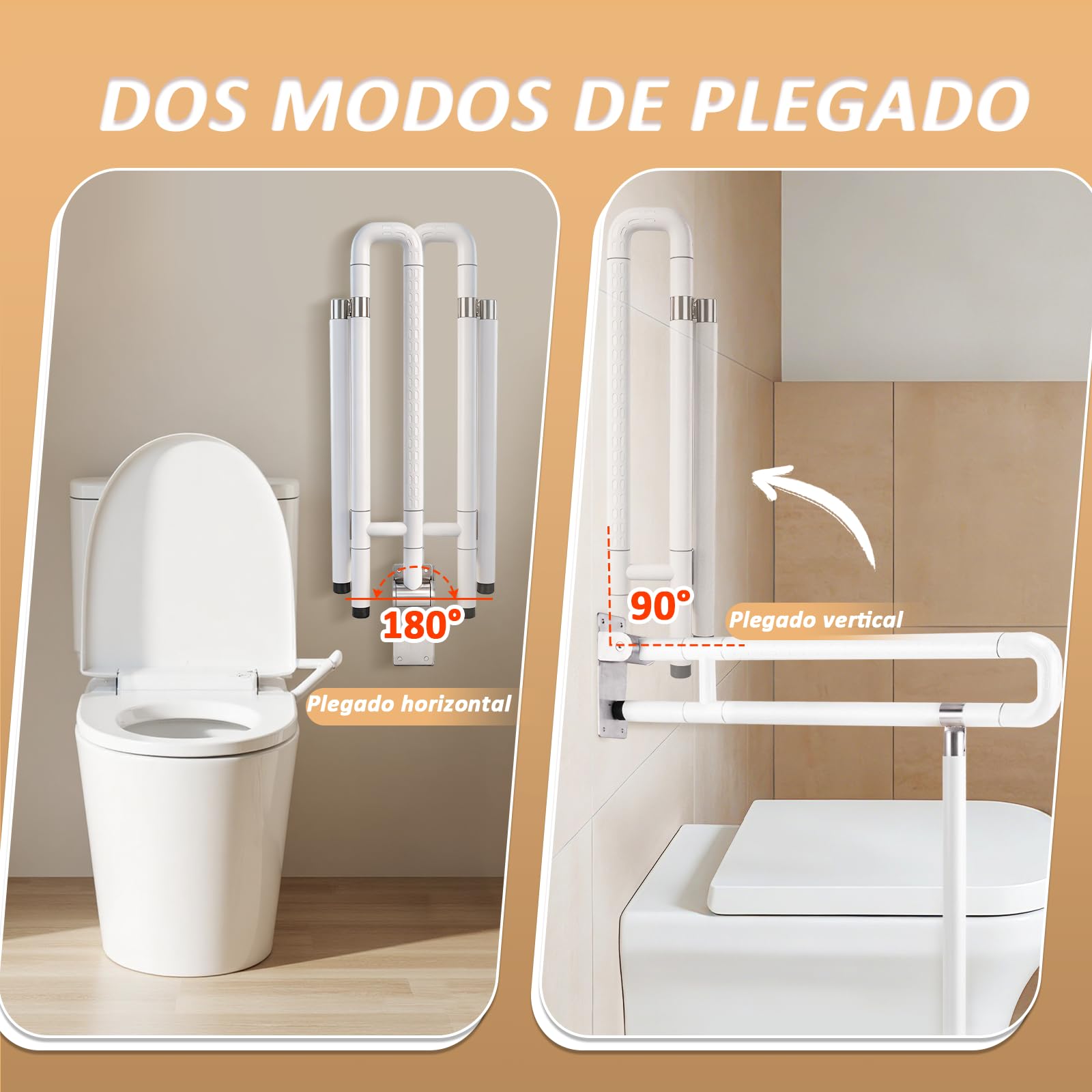 YUCHENGTECH Barra WC Minusvalidos Abatible 75cm Soporta 150 kg,Blanco | Agarraderas Bano para Mayores Acero Inoxidable Asa Seguridad WC para Ancianos Discapacitados Embarazadas