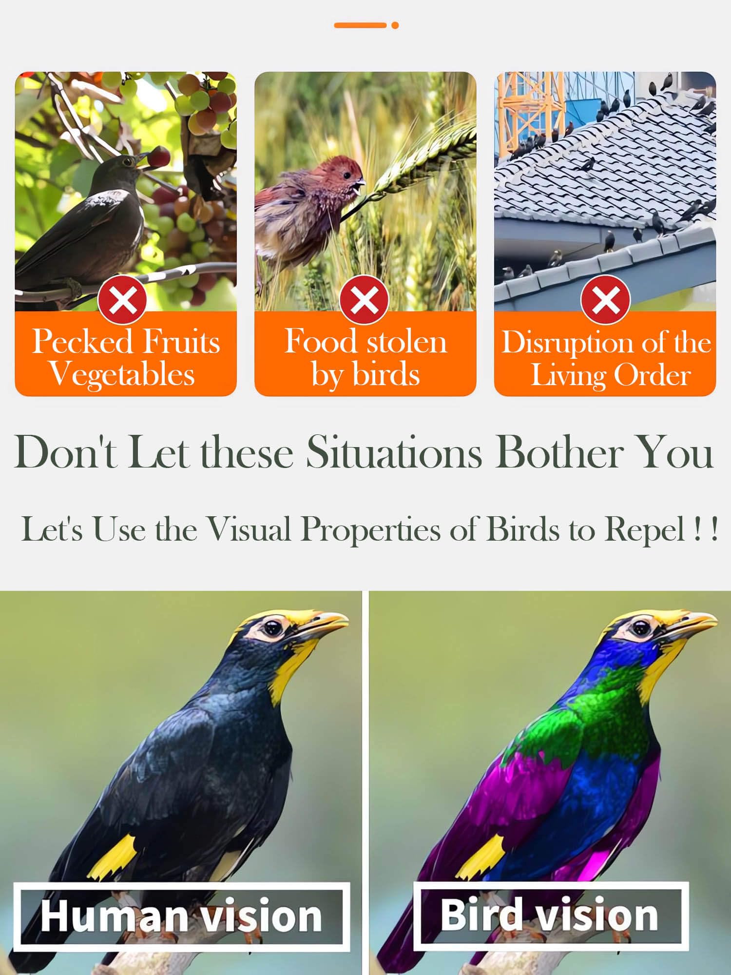 4 Piezas Cinta Reflectante Anti Palomas（2.4cmx80m） Repelentes para Pájaros,Cinta Espantapájaros丨Cinta Repelente De Aves Reflectante De Doble Cara.