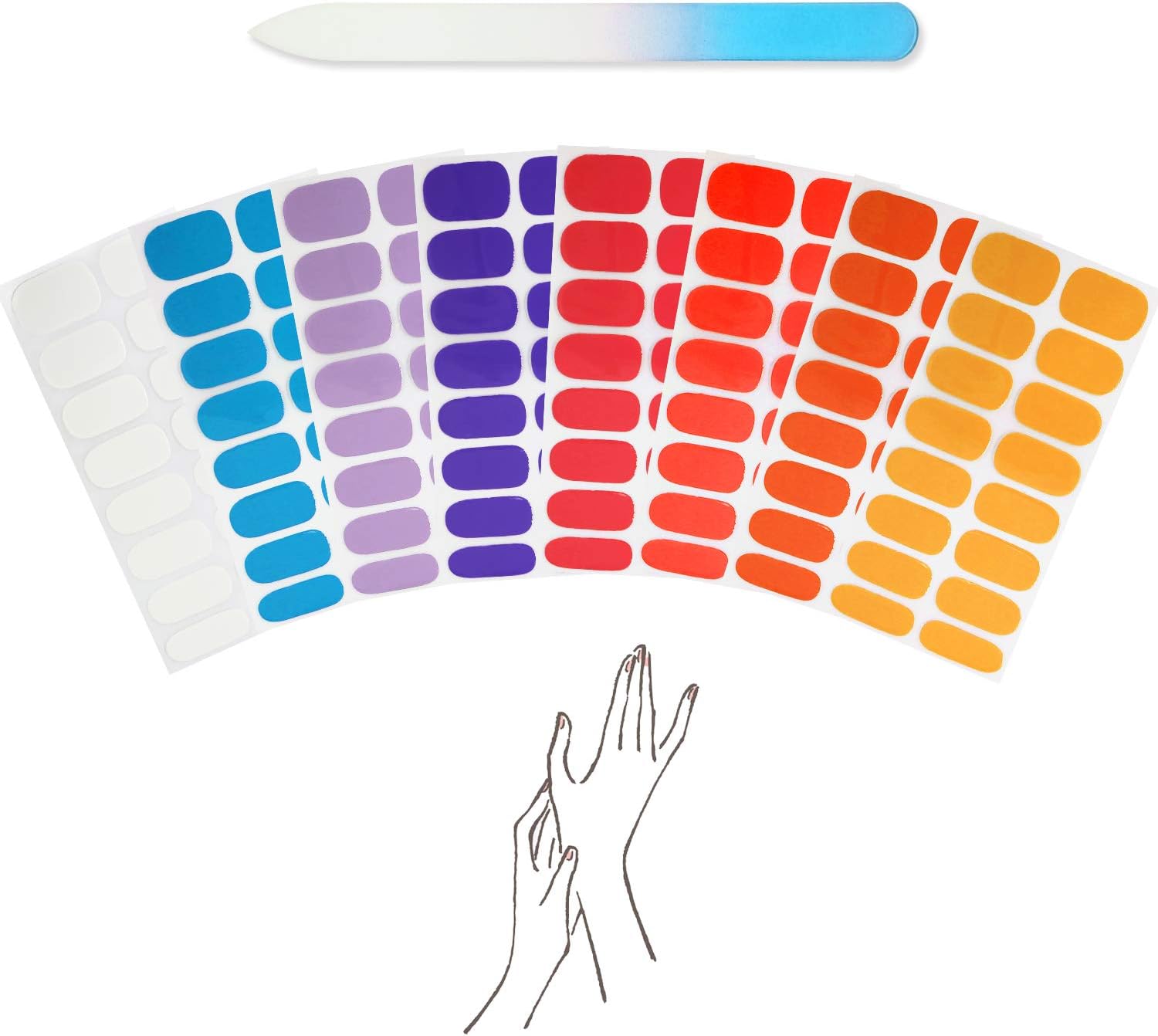 8 Sheets 128 Pieces Nail Polish Strips Nail Strips Full