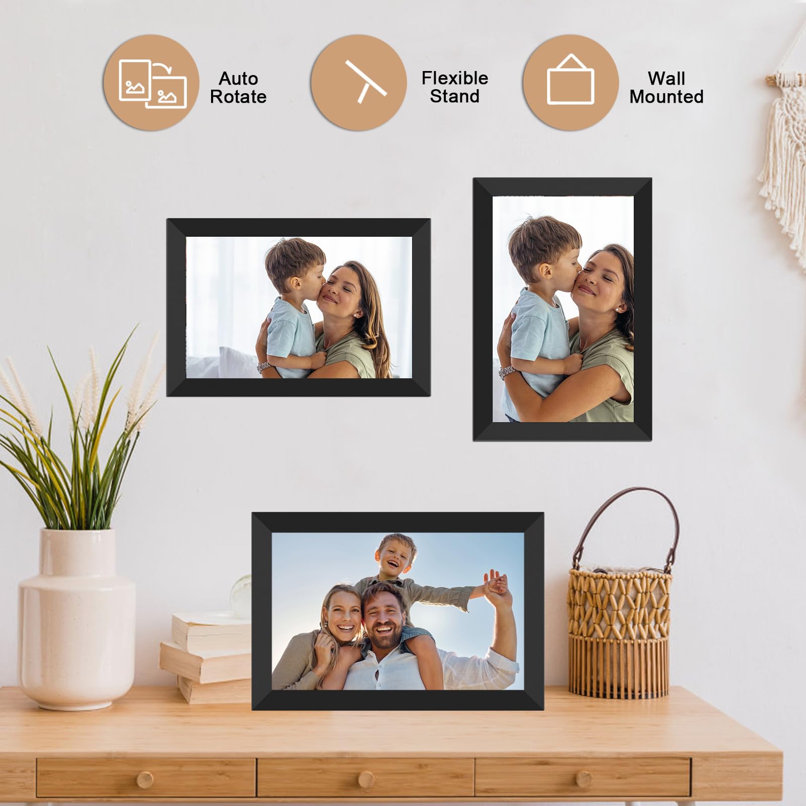 AKImart FRAMEO Digitaler Bilderrahmen WiFi 32GB Digitaler Fotorahmen 10,1 Zoll 1280x800 IPS LCD-Touchscreen Smart Cloud-Fotorahmen Mit Automatischer Drehung Momente Sofort Über Die Frameo-App Teilen
